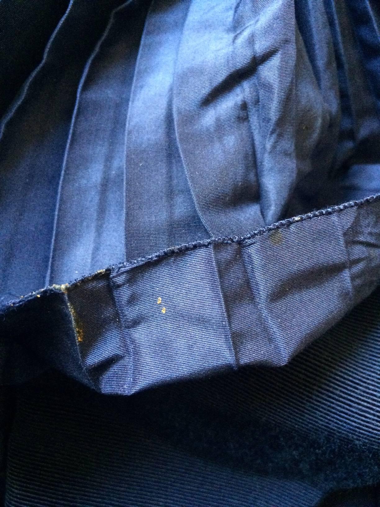 Christian Dior Blue Satin Evening Jacket with Large Pleated Collar In Fair Condition In Oakland, CA