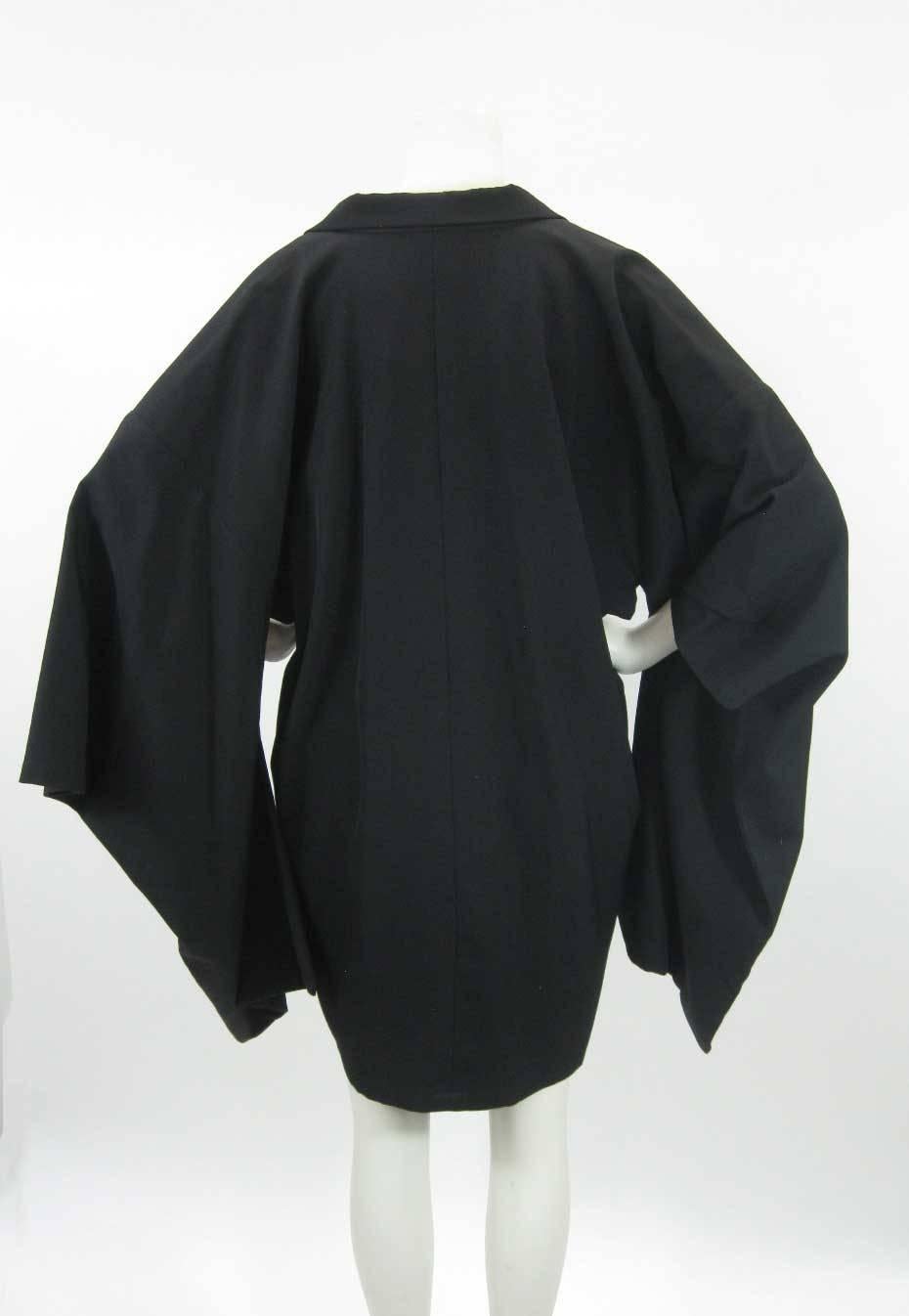 Yohji Yamamoto Vintage Black Wool Kimono Coat