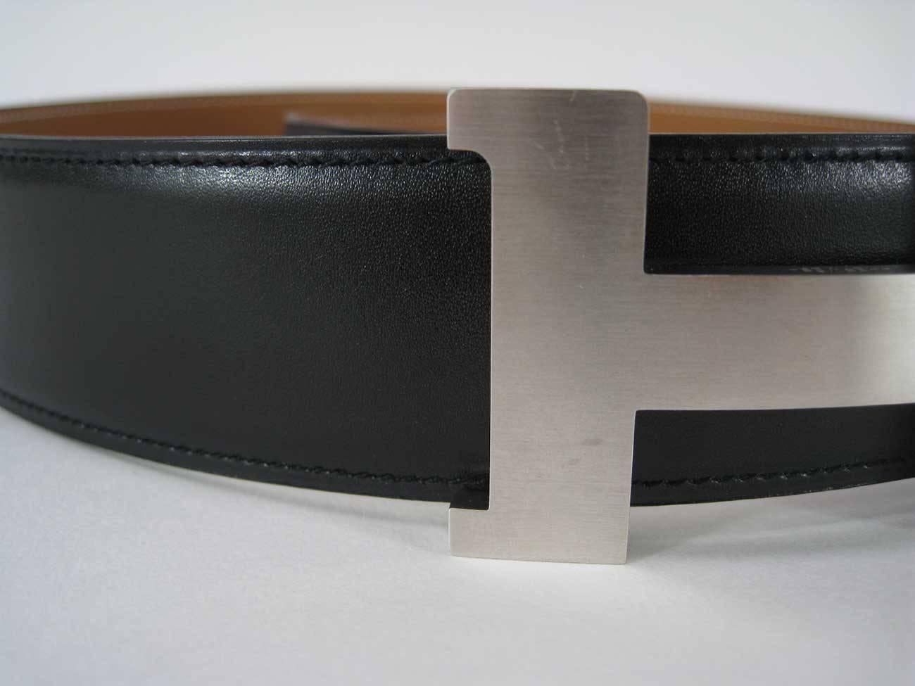Women's or Men's Hermes H Belt Buckle & Wide Reversible Leather Strap