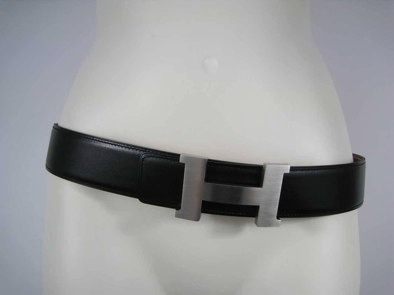 Hermes H Belt Buckle & Wide Reversible Leather Strap 3
