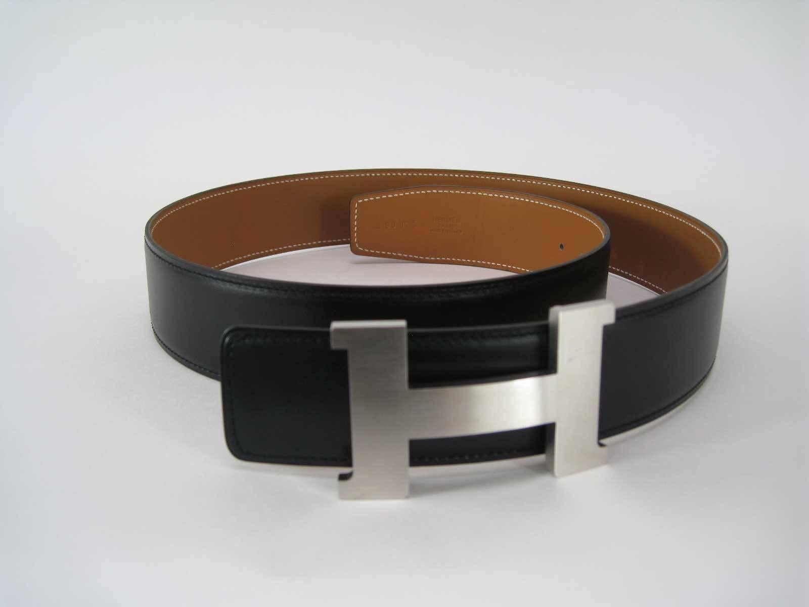 Hermes H Belt Buckle & Wide Reversible Leather Strap 4