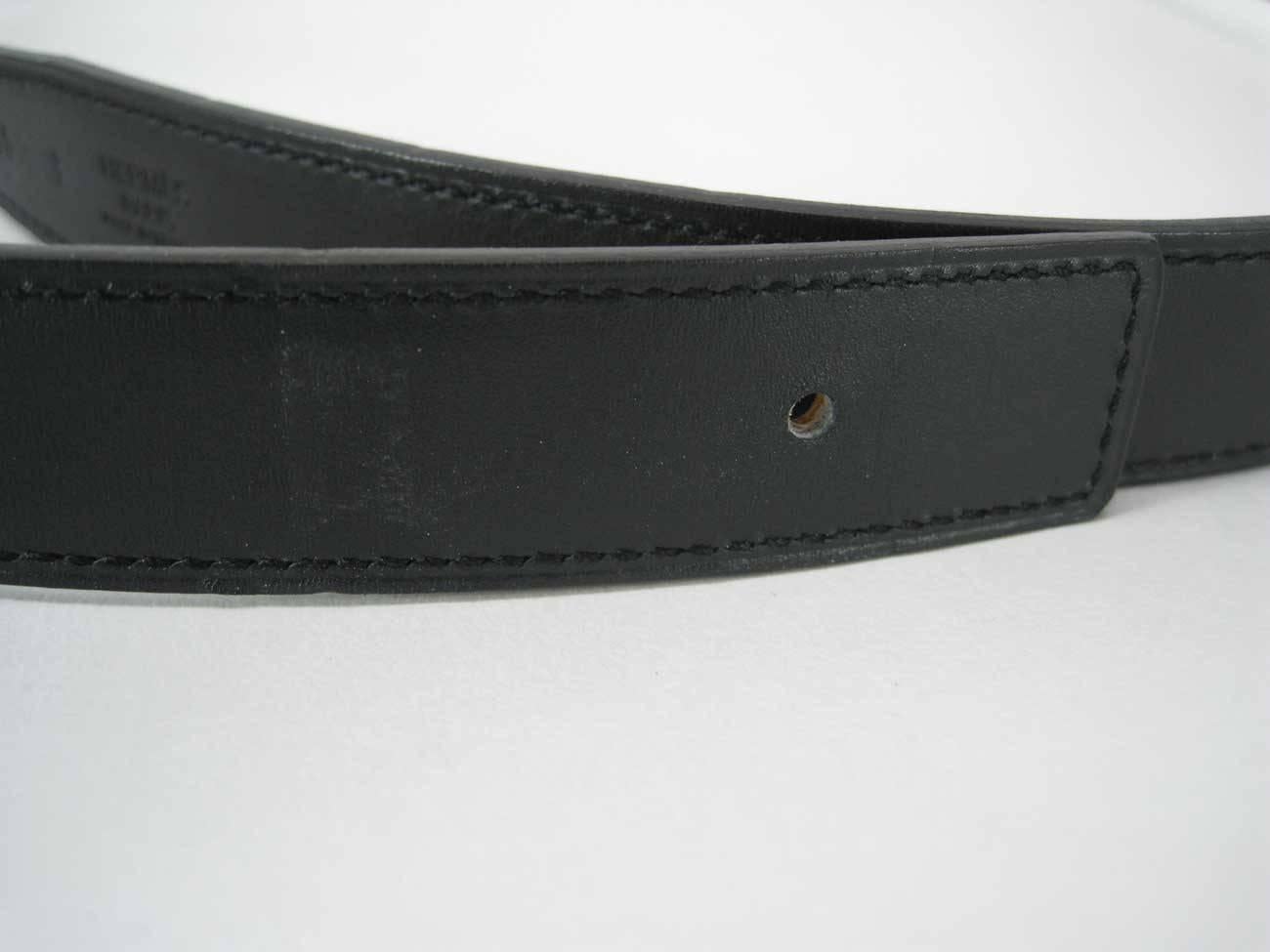 Black Hermes H Belt Buckle & Skinny Reversible Leather Strap