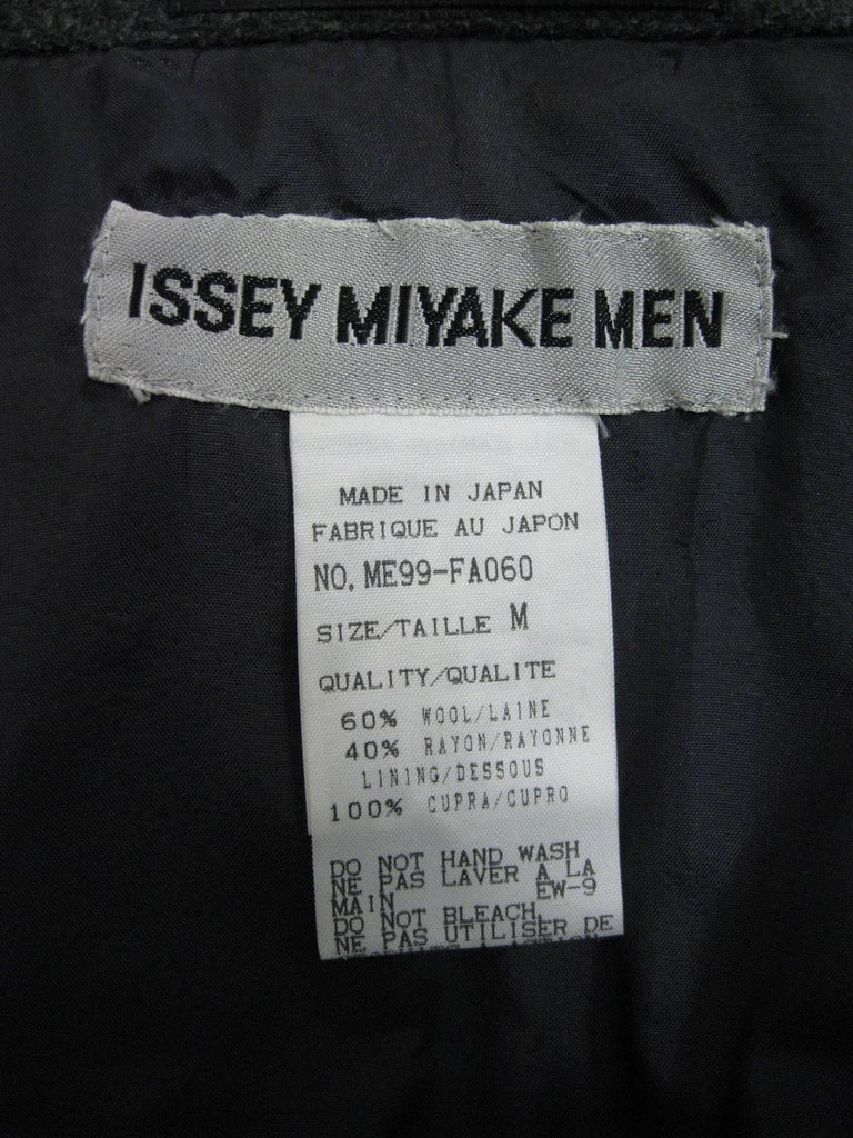 Issey Miyake Grey Wool Coat Trench w White Stitching Pleats For Sale at ...