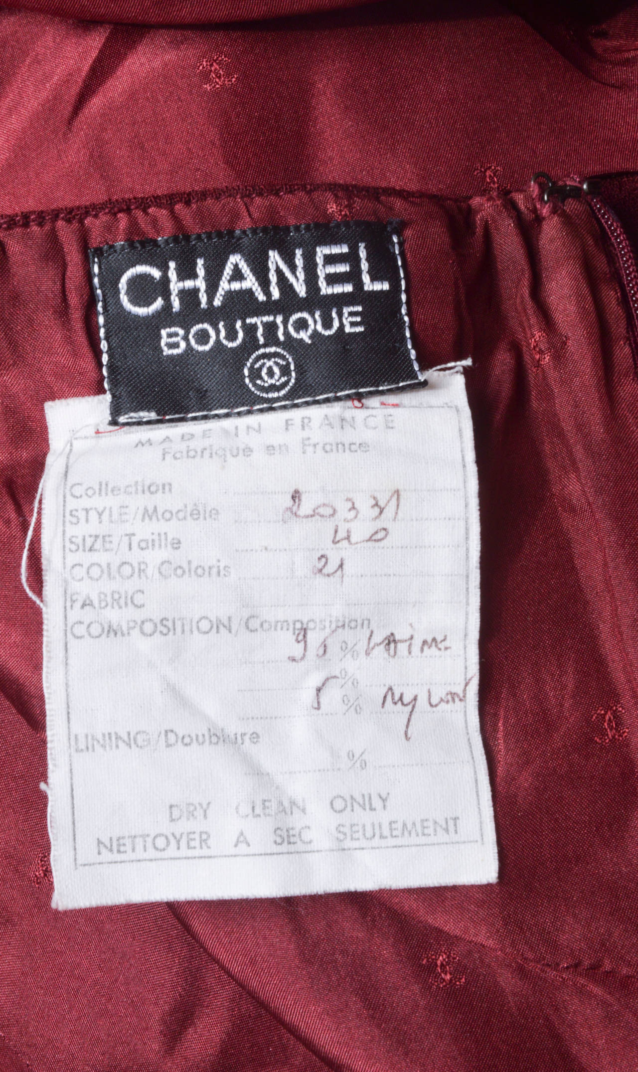 Chanel Burgundy Wool Knit Suit In Excellent Condition In Oakland, CA