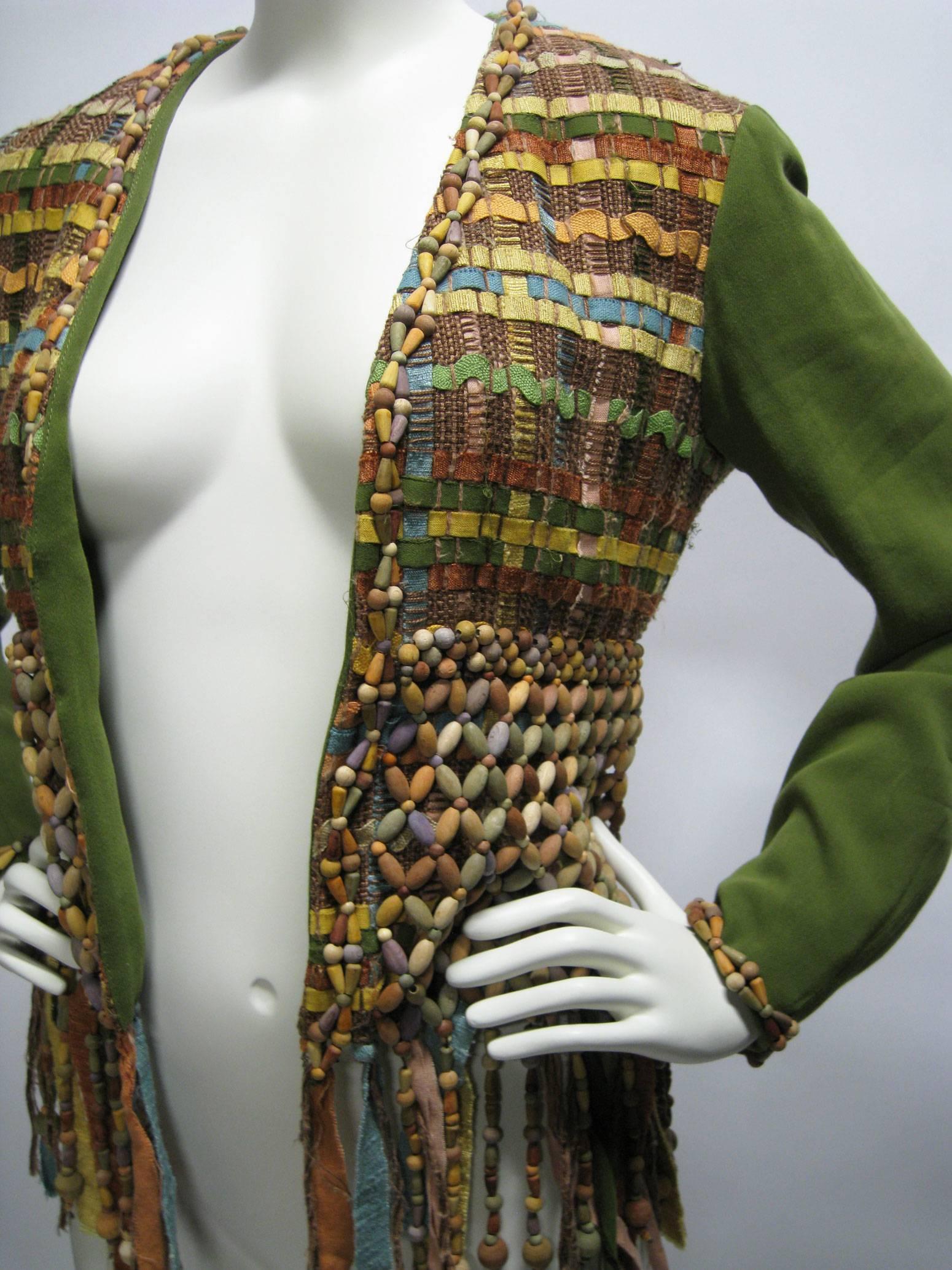 Moschino Couture Intricately Woven & Beaded Tassel Jacket In Good Condition For Sale In Oakland, CA