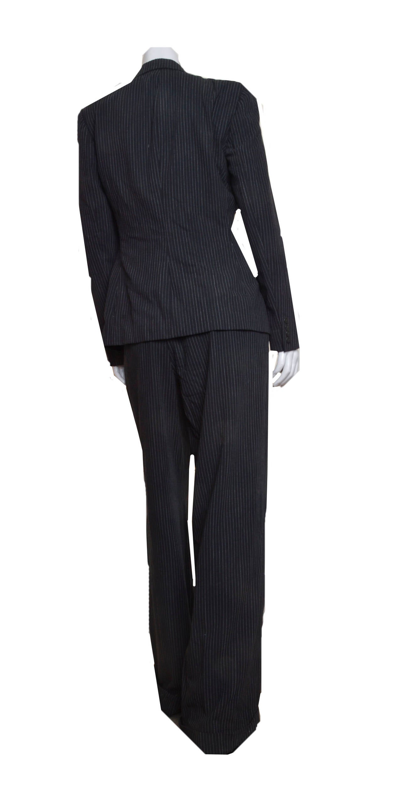 Black Ralph Lauren Collection Purple Label Pinstriped Pant Suit