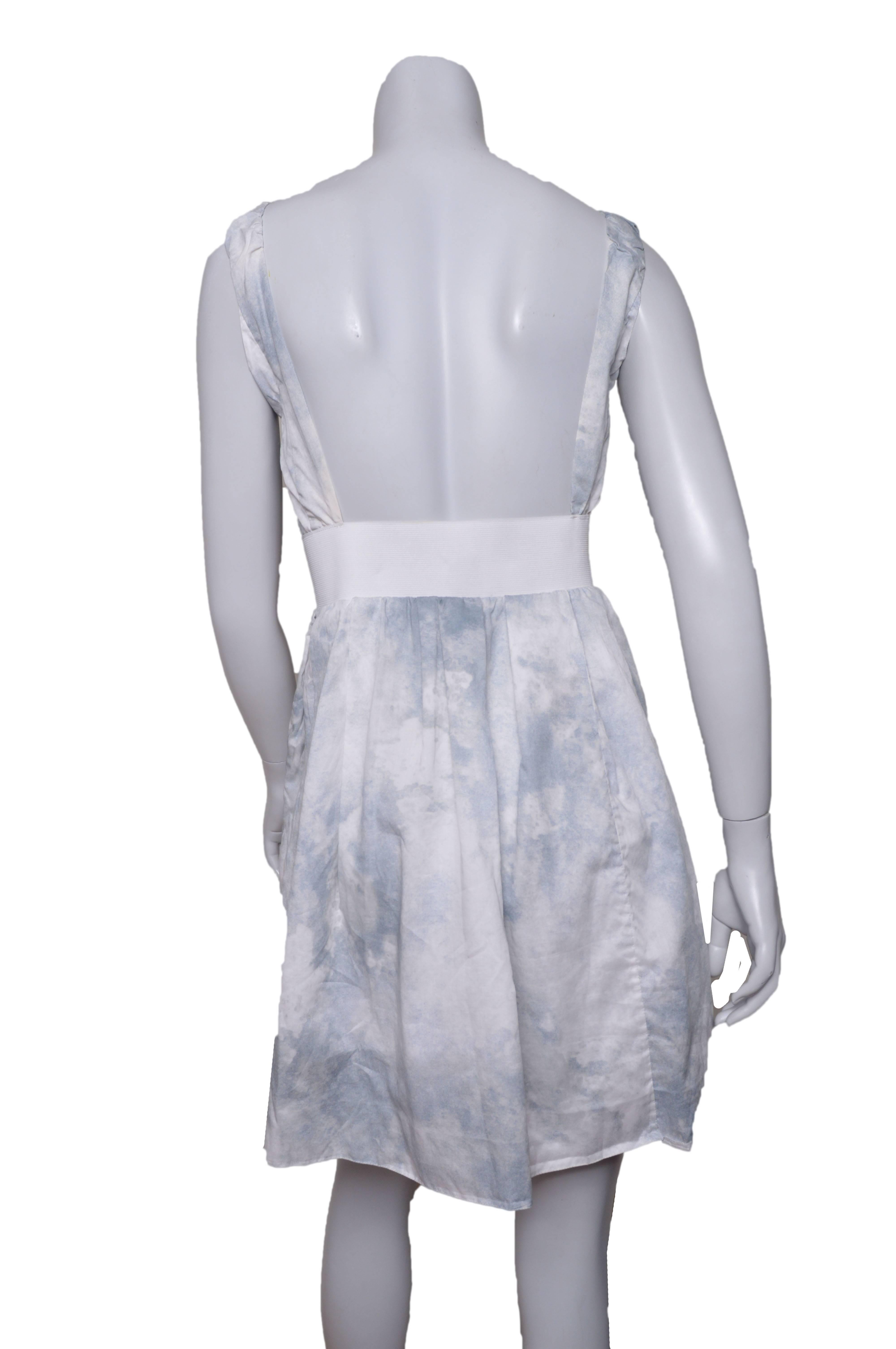Gray Marni Watercolor Print Cotton Mini Dress