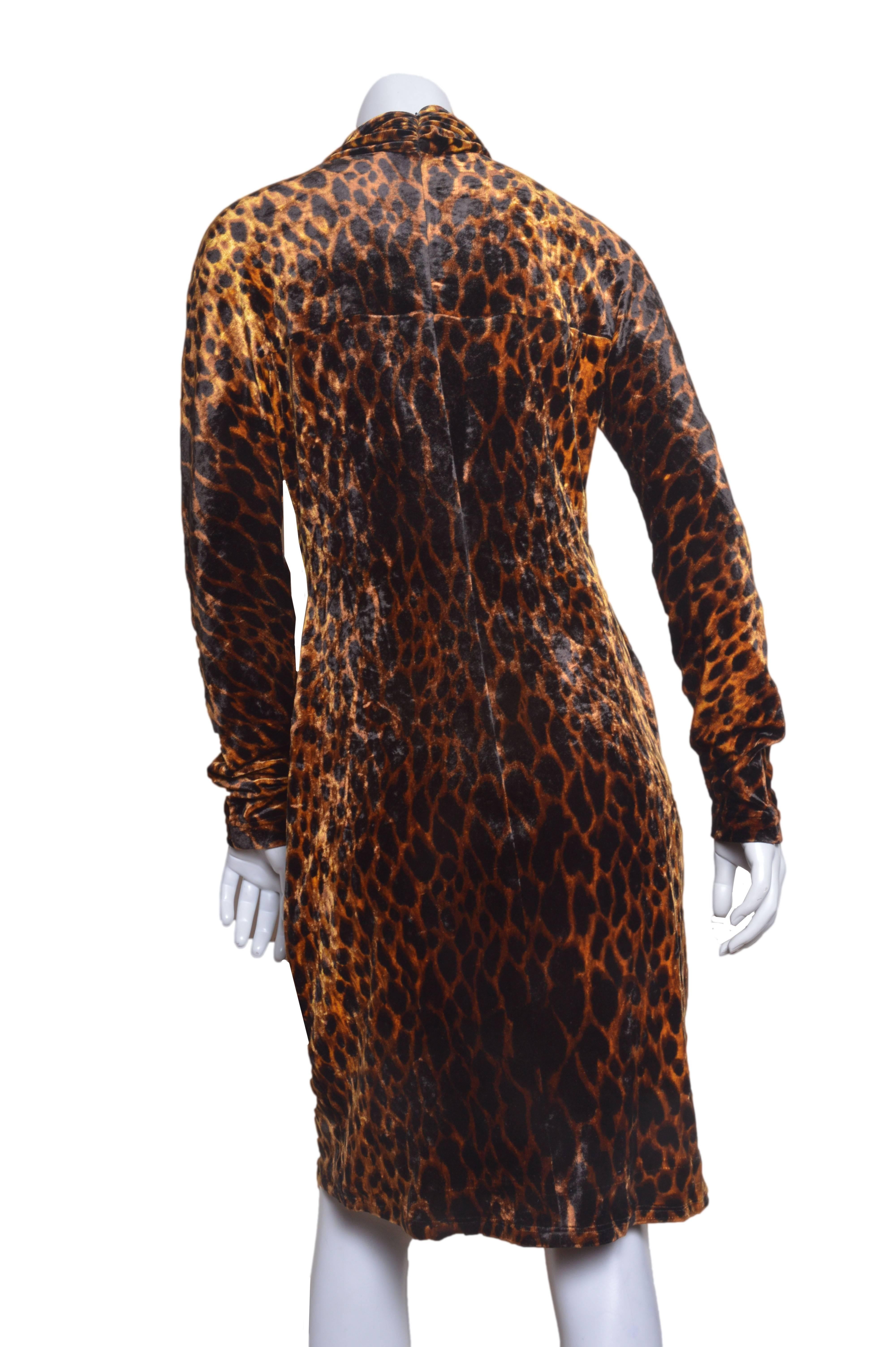 Gianni Versace Couture Leopard Print Stretch Dress In Excellent Condition In Oakland, CA