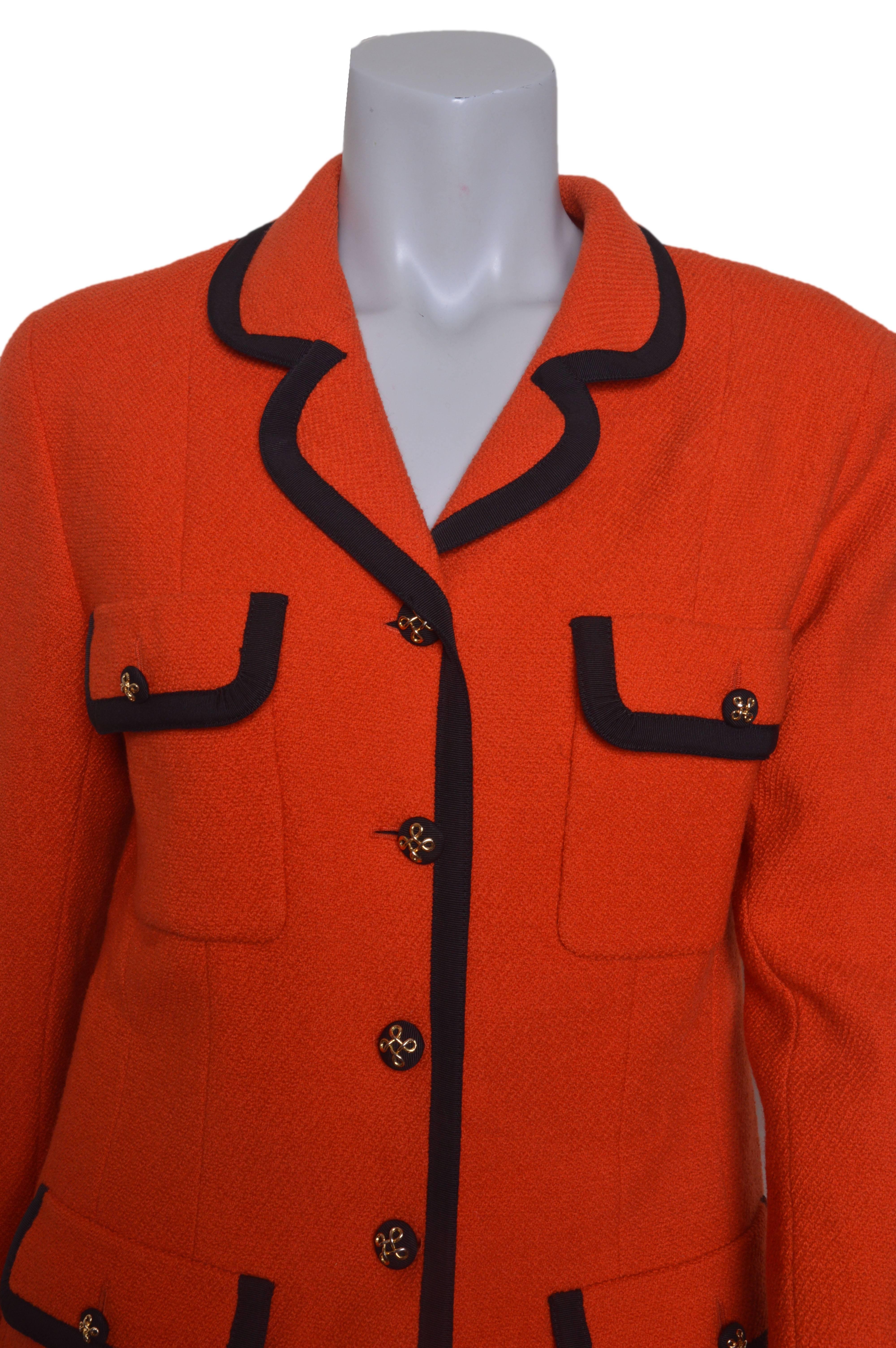 Red Chanel Boutique Orange and Black Skirt Suit