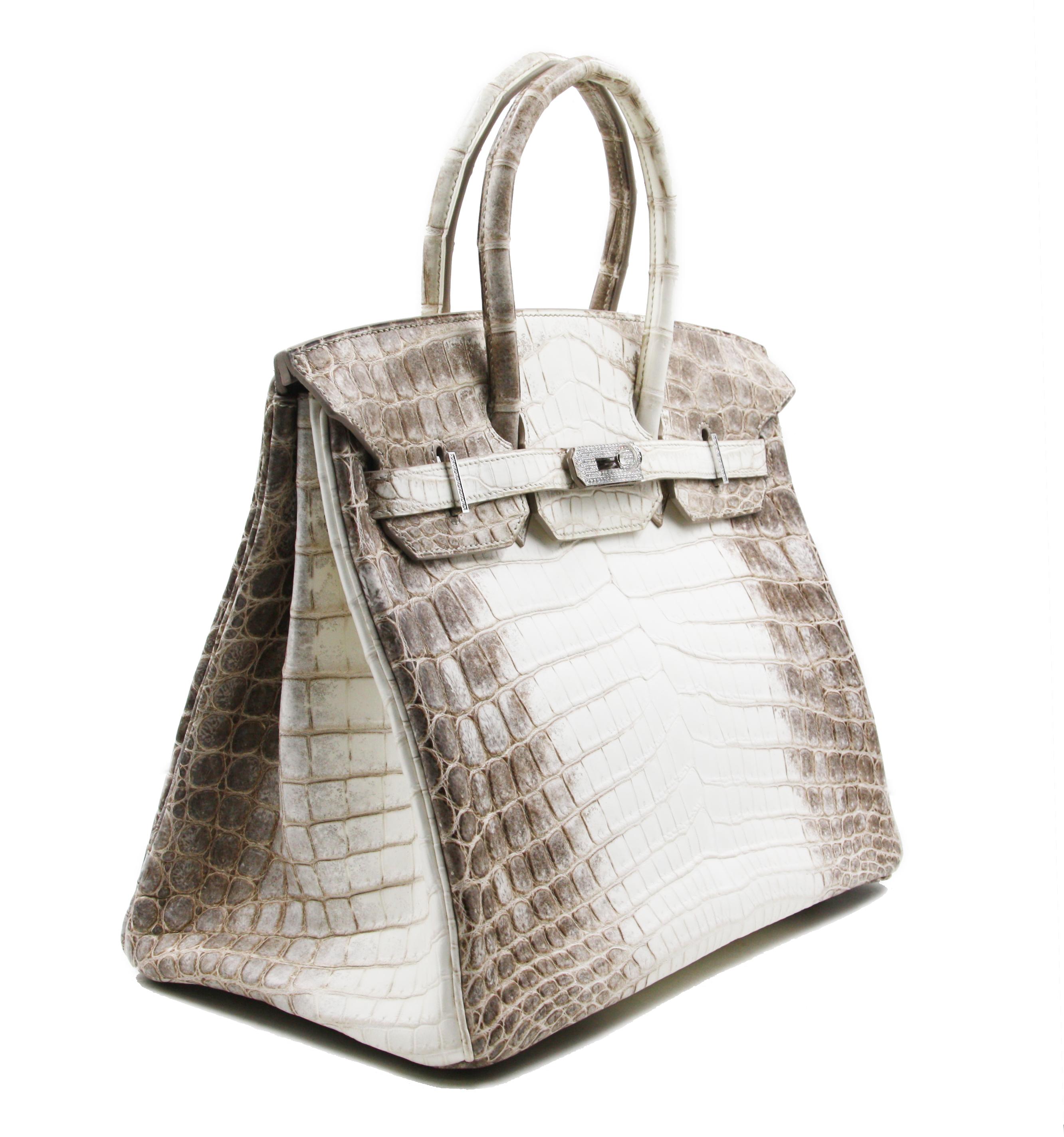 HERMÈS Himalaya Crocodile Diamond Birkin 35 avec quincaillerie en or blanc 18K Unisexe en vente