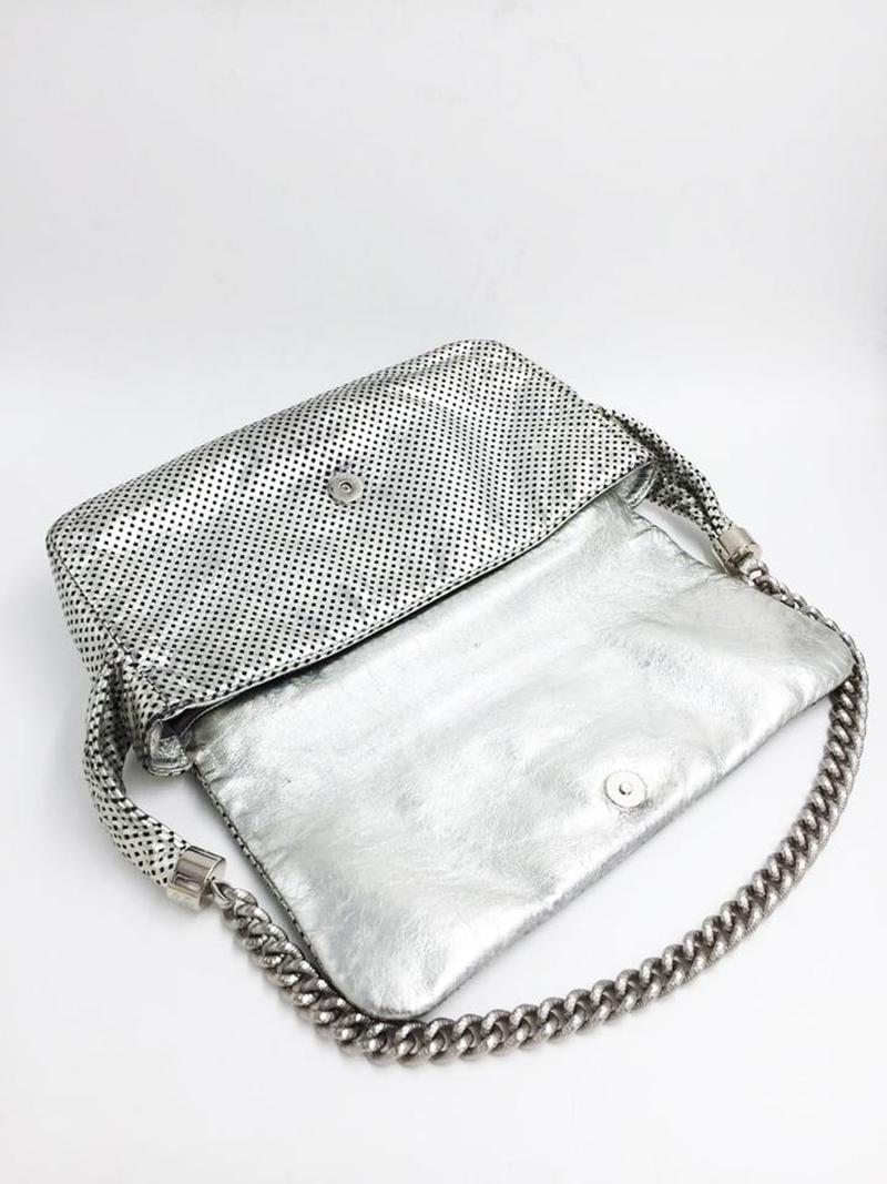 Chanel Boy Limited Edition Silver Perforated Calfskin Leather Shoulder Bag In Good Condition For Sale In New York, NY