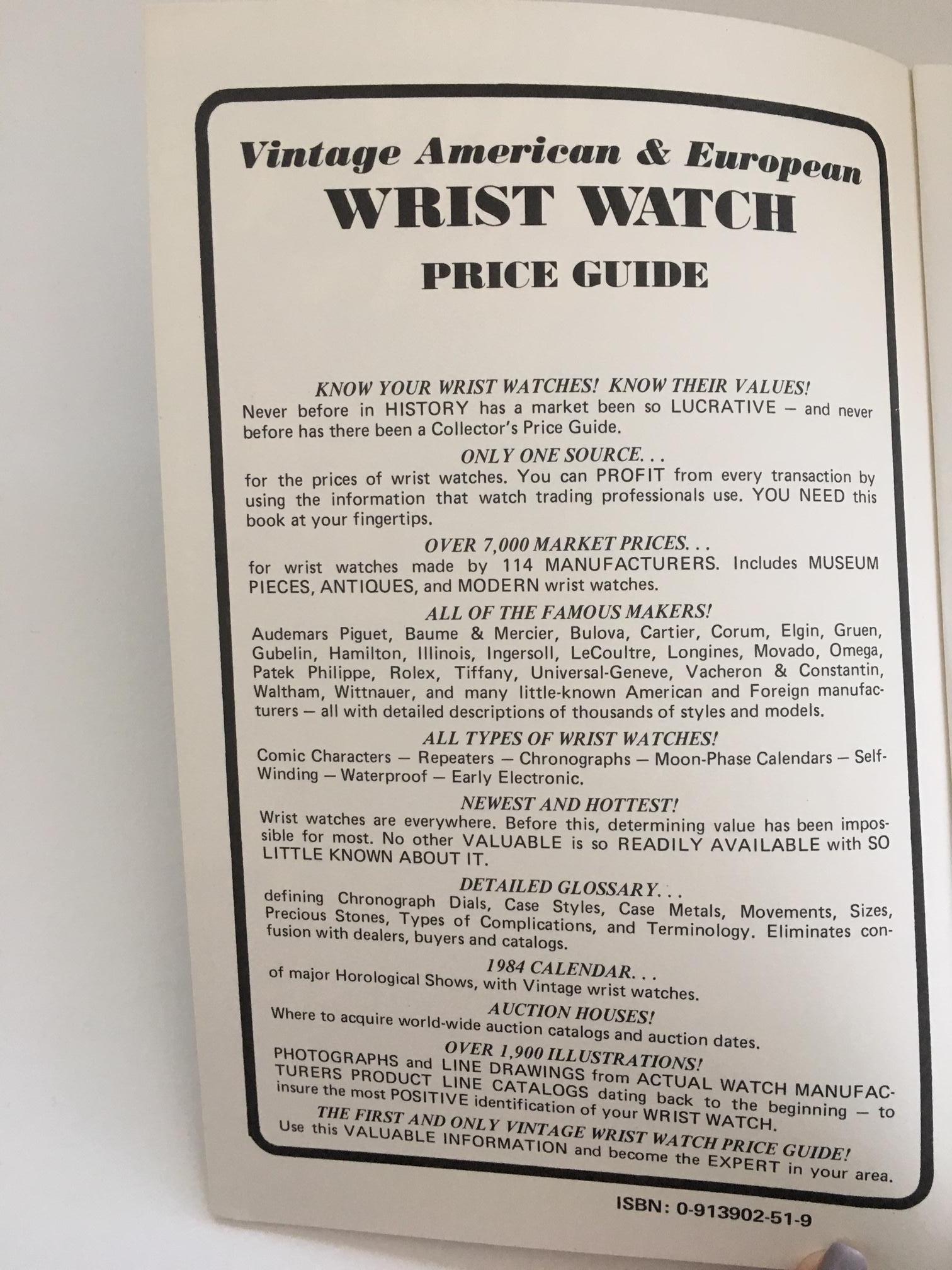Vintage American & European Wrist Watch guide by Sherry Ehrhardt & Peter Planes - First Edition 