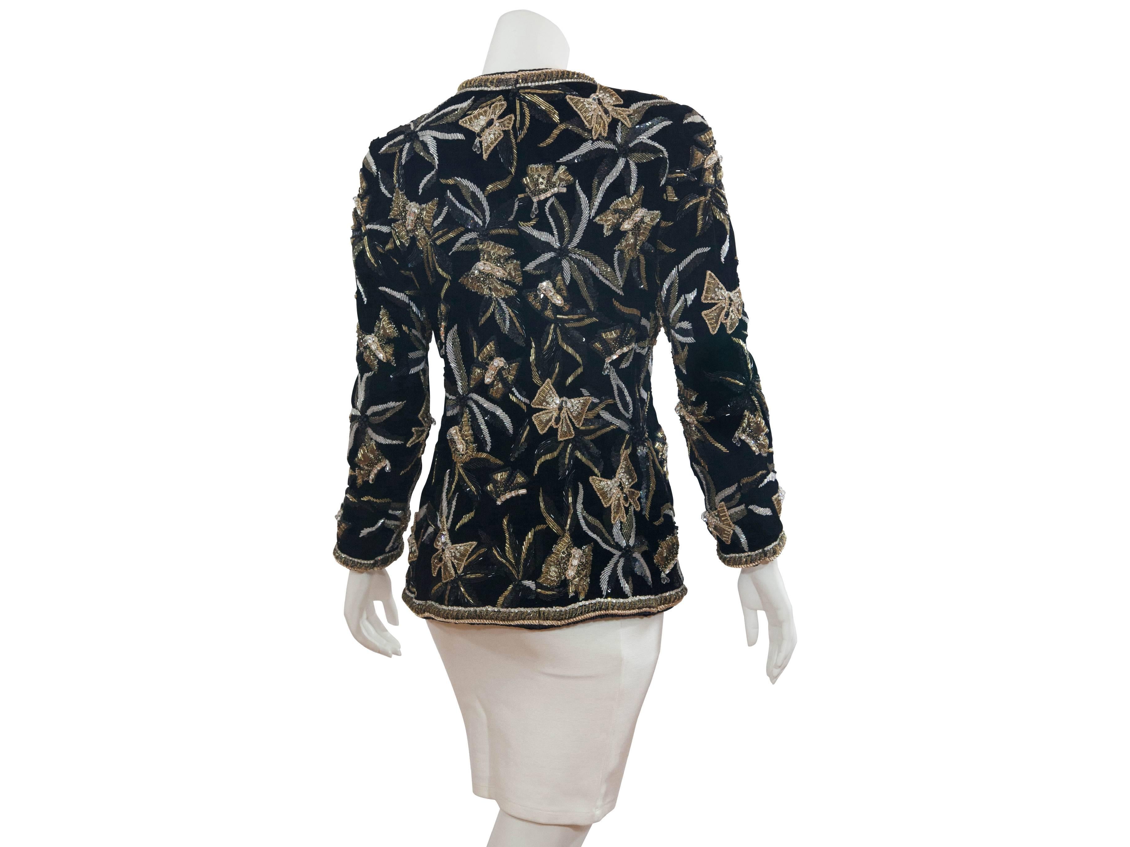 Oscar De La Renta Embellished Black Velvet Jacket In Excellent Condition In New York, NY