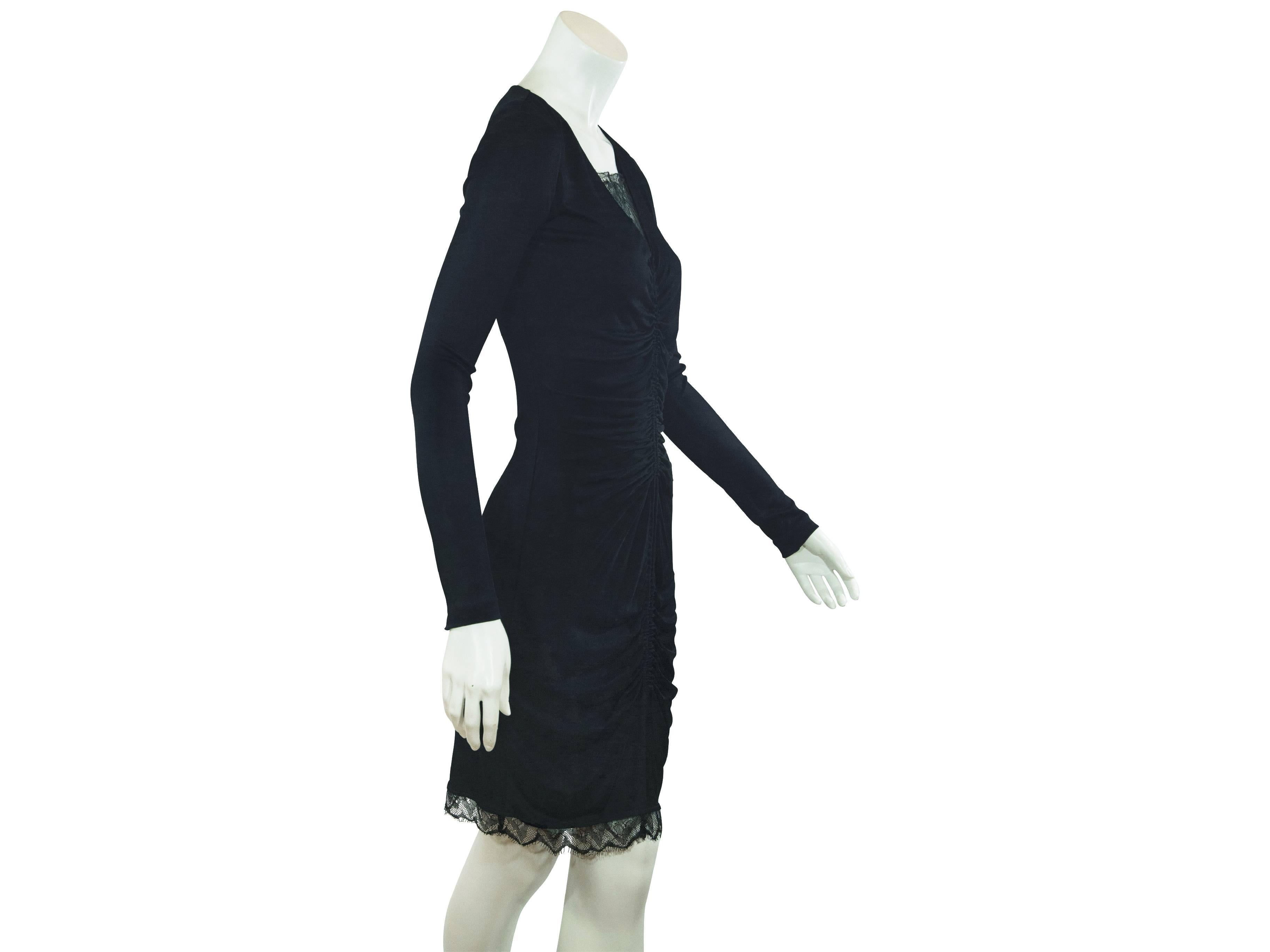 Black Emilio Pucci Ruched Dress with Lace In Excellent Condition In New York, NY