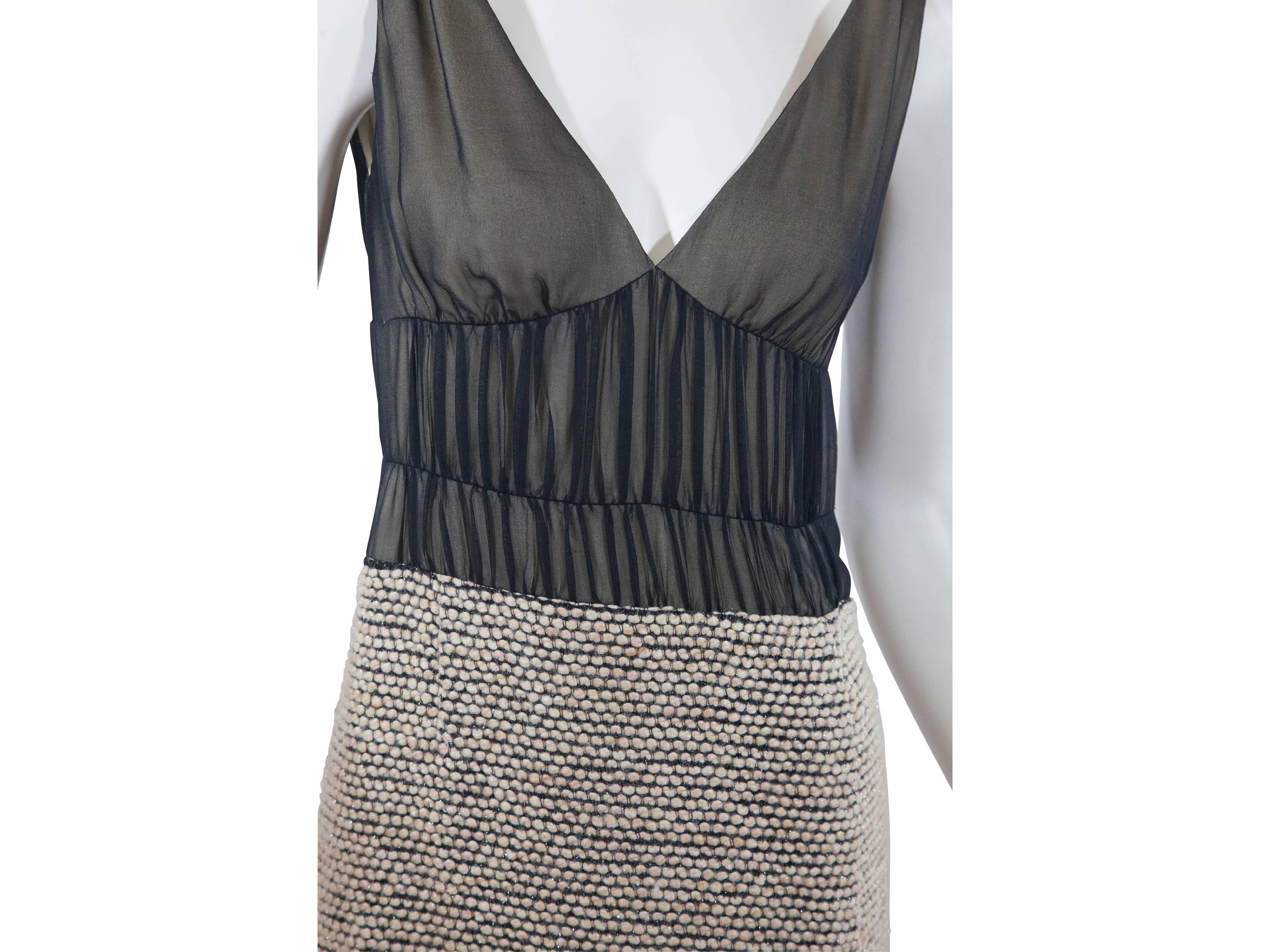 J. Mendel Black Silk & Ivory Tweed Dress In Excellent Condition In New York, NY