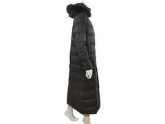 Brown Moncler Long Down Jacket with Fur