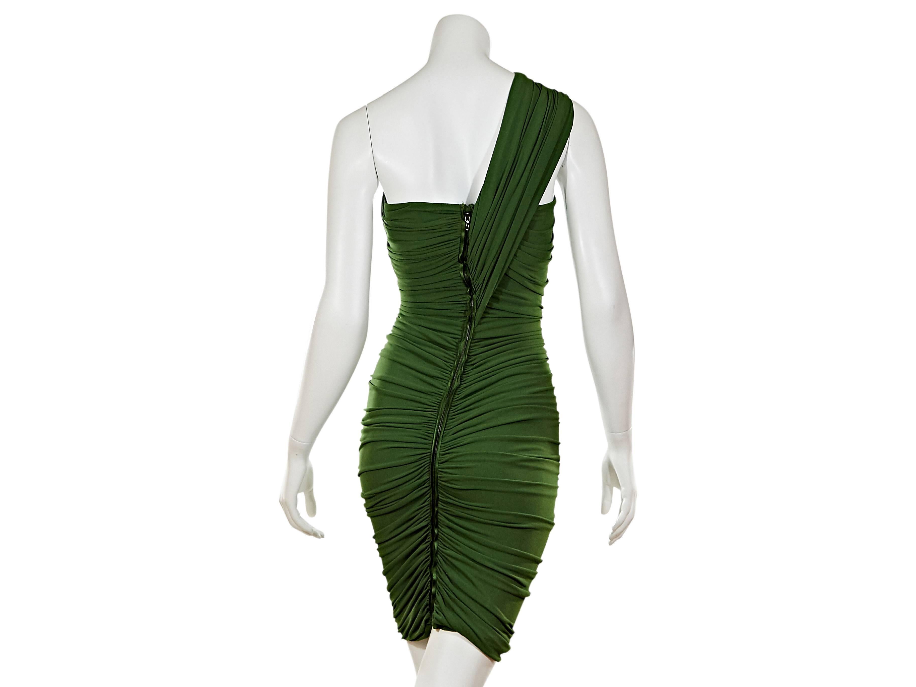 Black Green Lanvin Ruched Single-Shoulder Dress