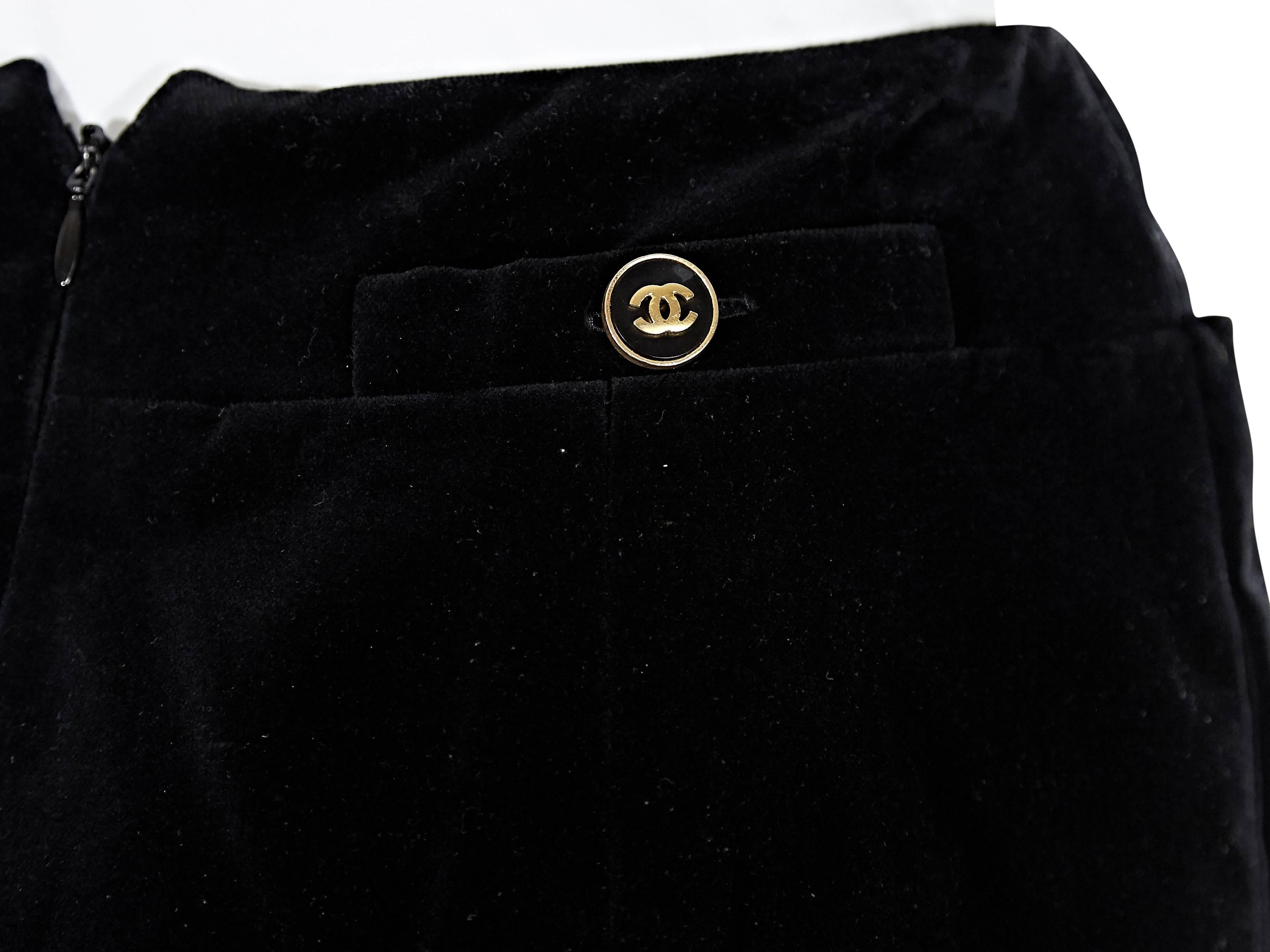 Women's or Men's Black Chanel Velvet Pleated Skirt