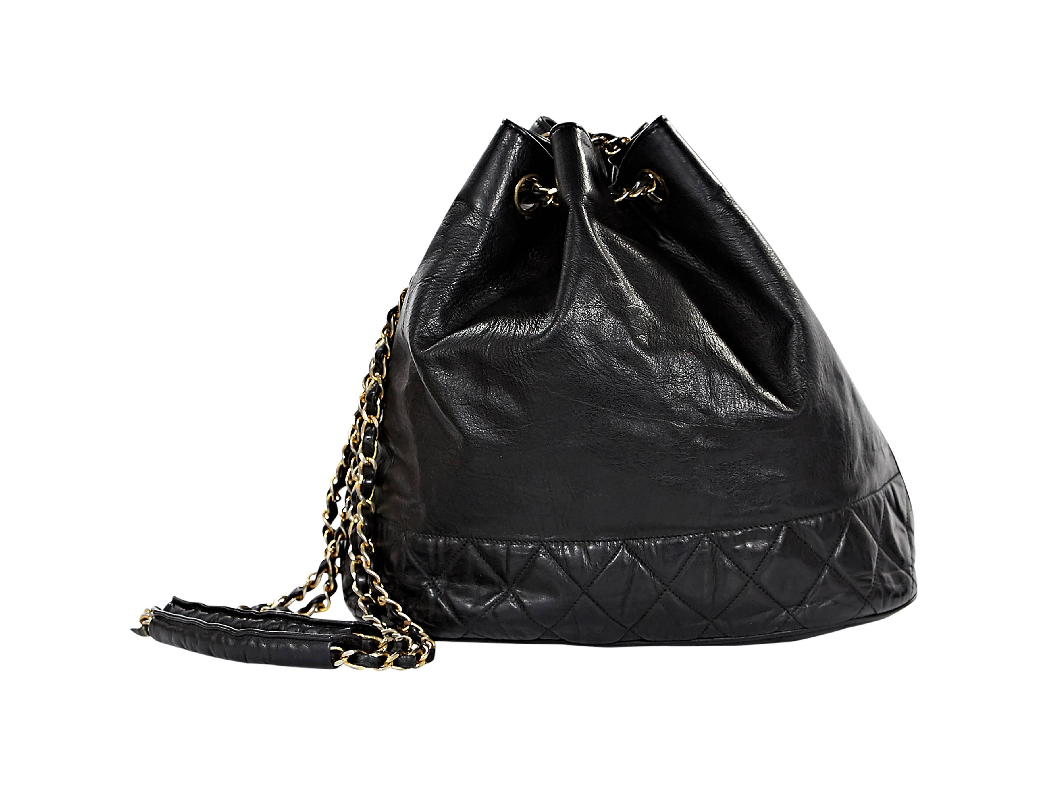 Black Chanel Leather Bucket Bag In Excellent Condition In New York, NY