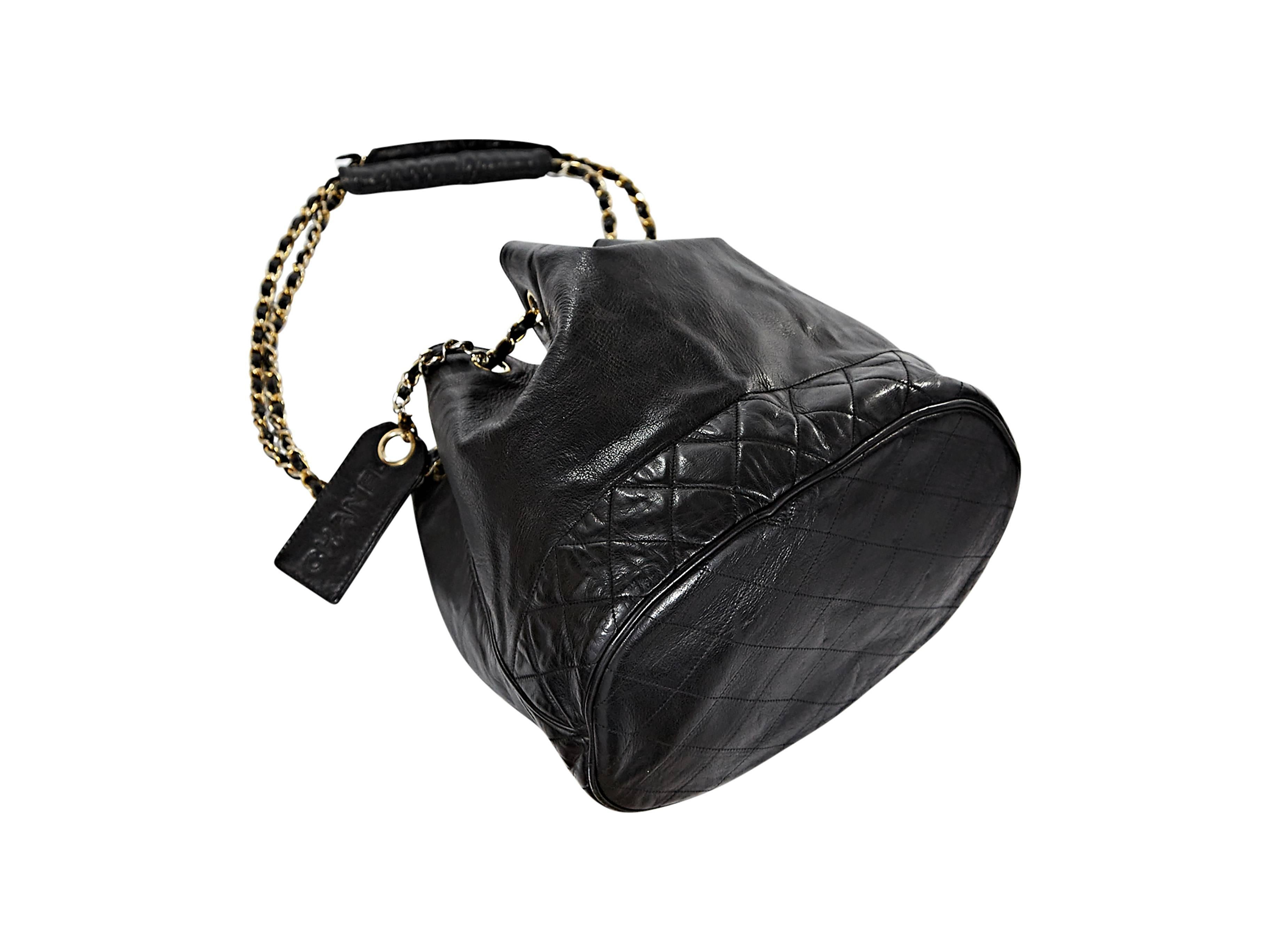 Black Chanel Leather Bucket Bag 1