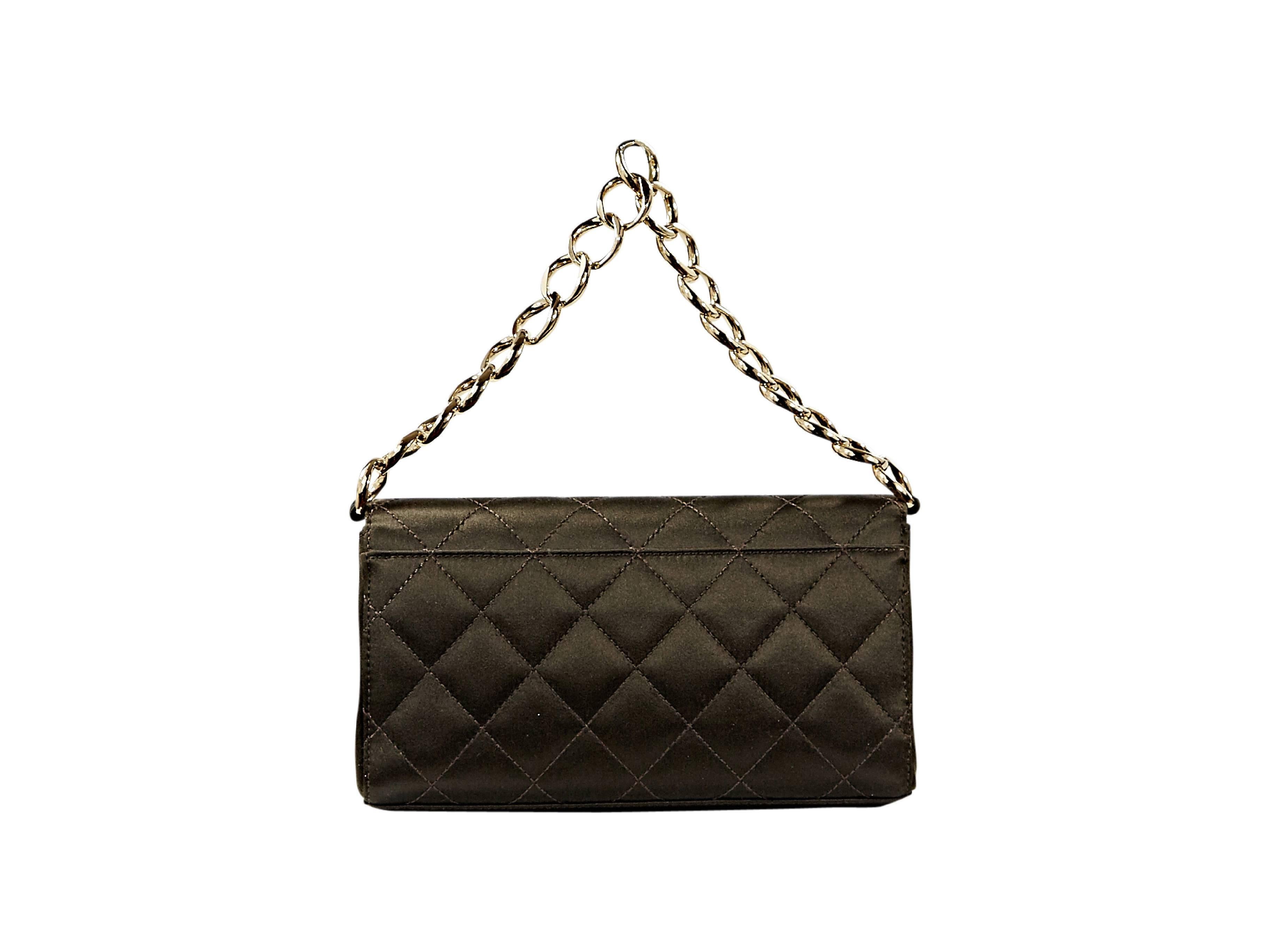 Black Brown Chanel Quilted Satin Shoulder Bag
