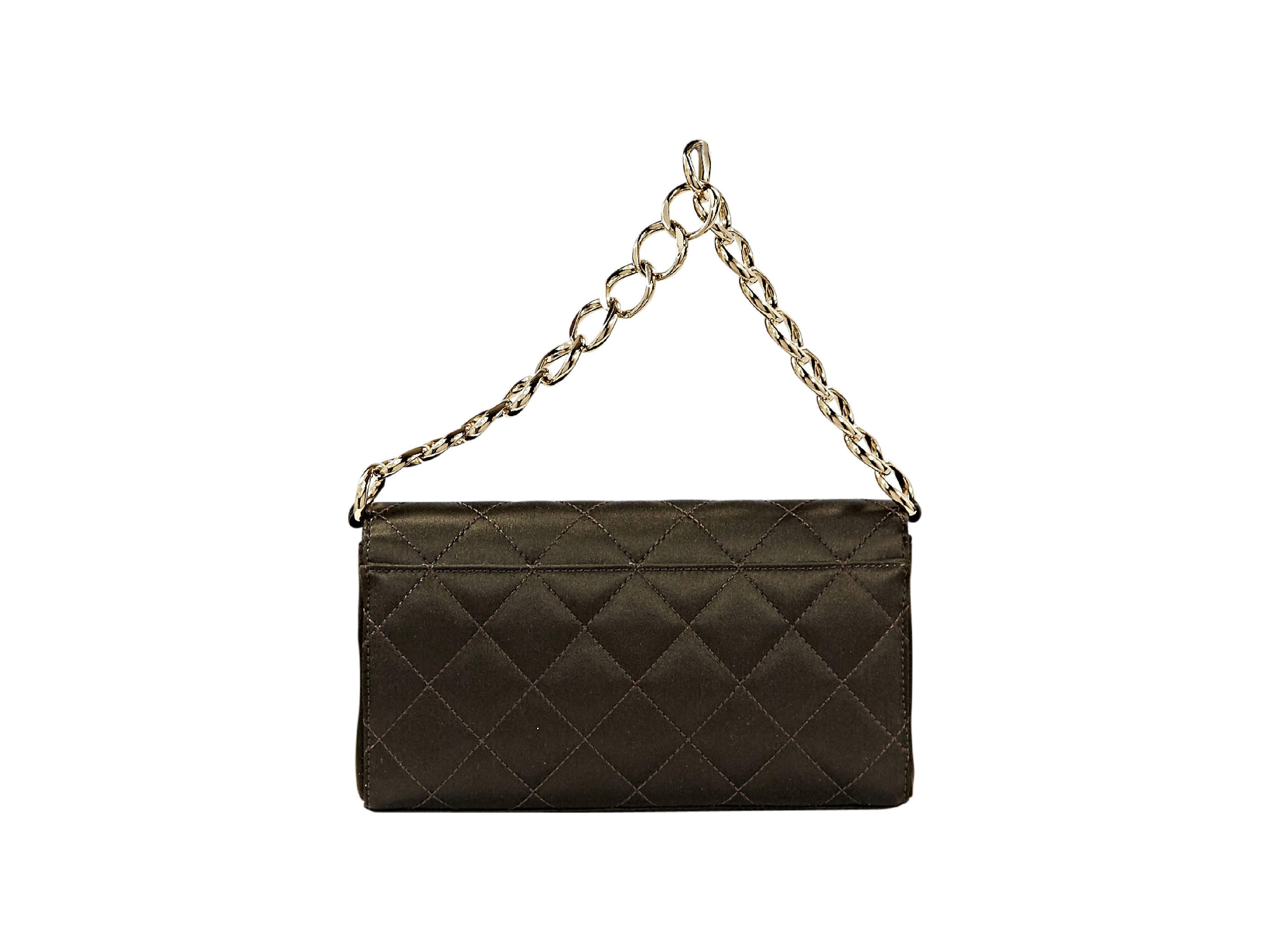 Brown Chanel Quilted Satin Shoulder Bag In Excellent Condition In New York, NY