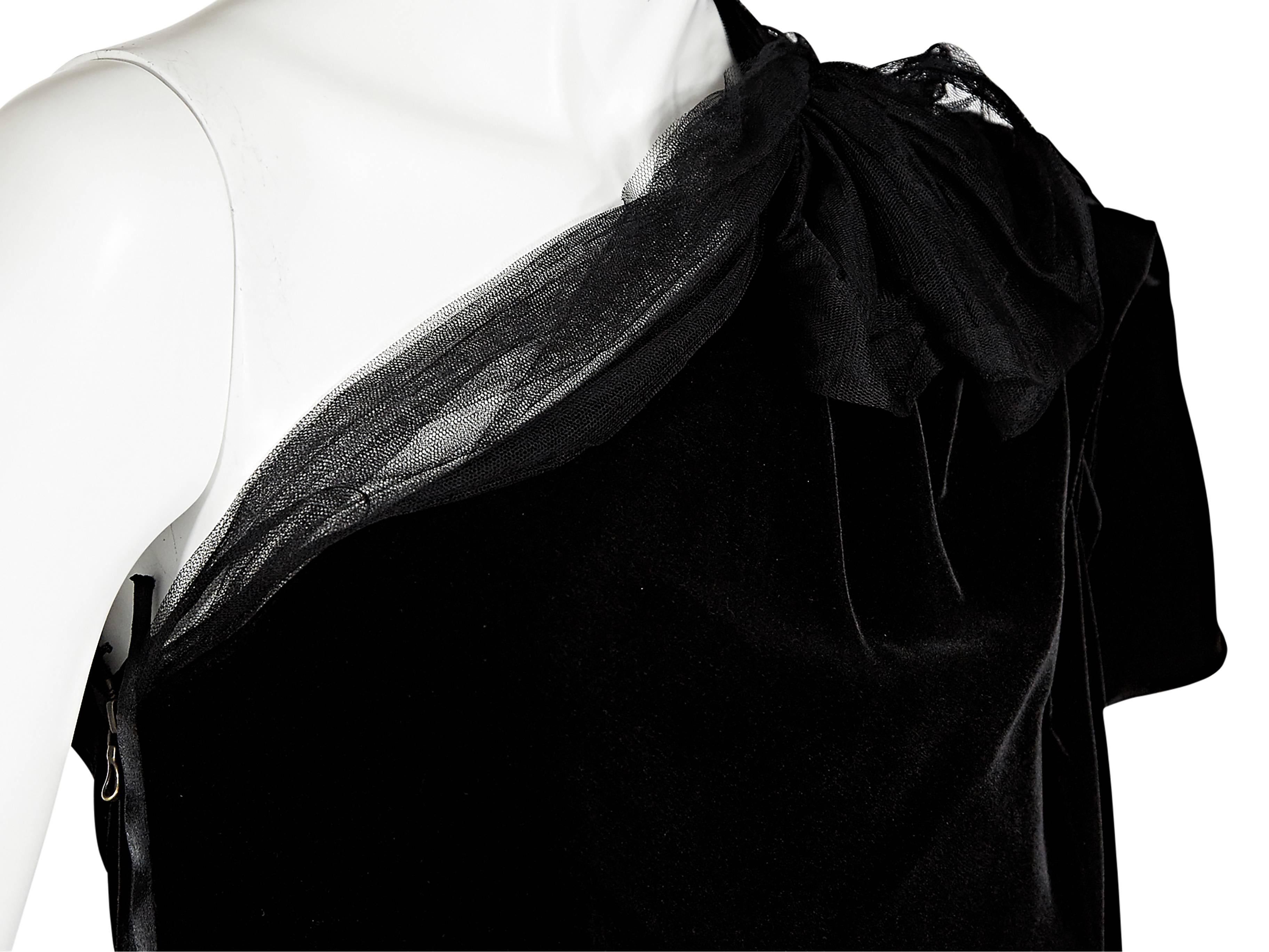 Black Lanvin Velvet One-Shoulder Dress In Excellent Condition In New York, NY