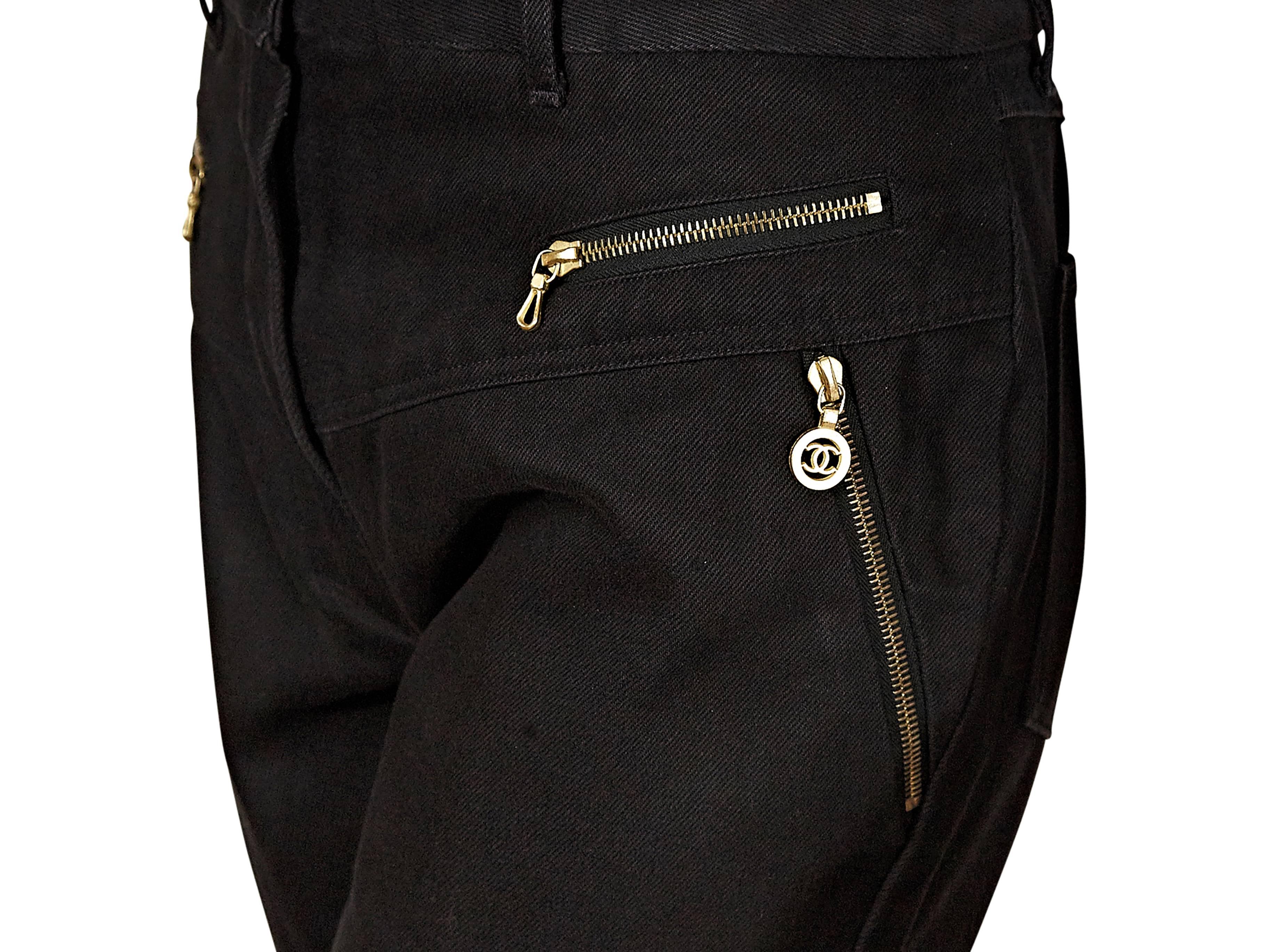 Black Chanel Cropped Moto Jeans 1