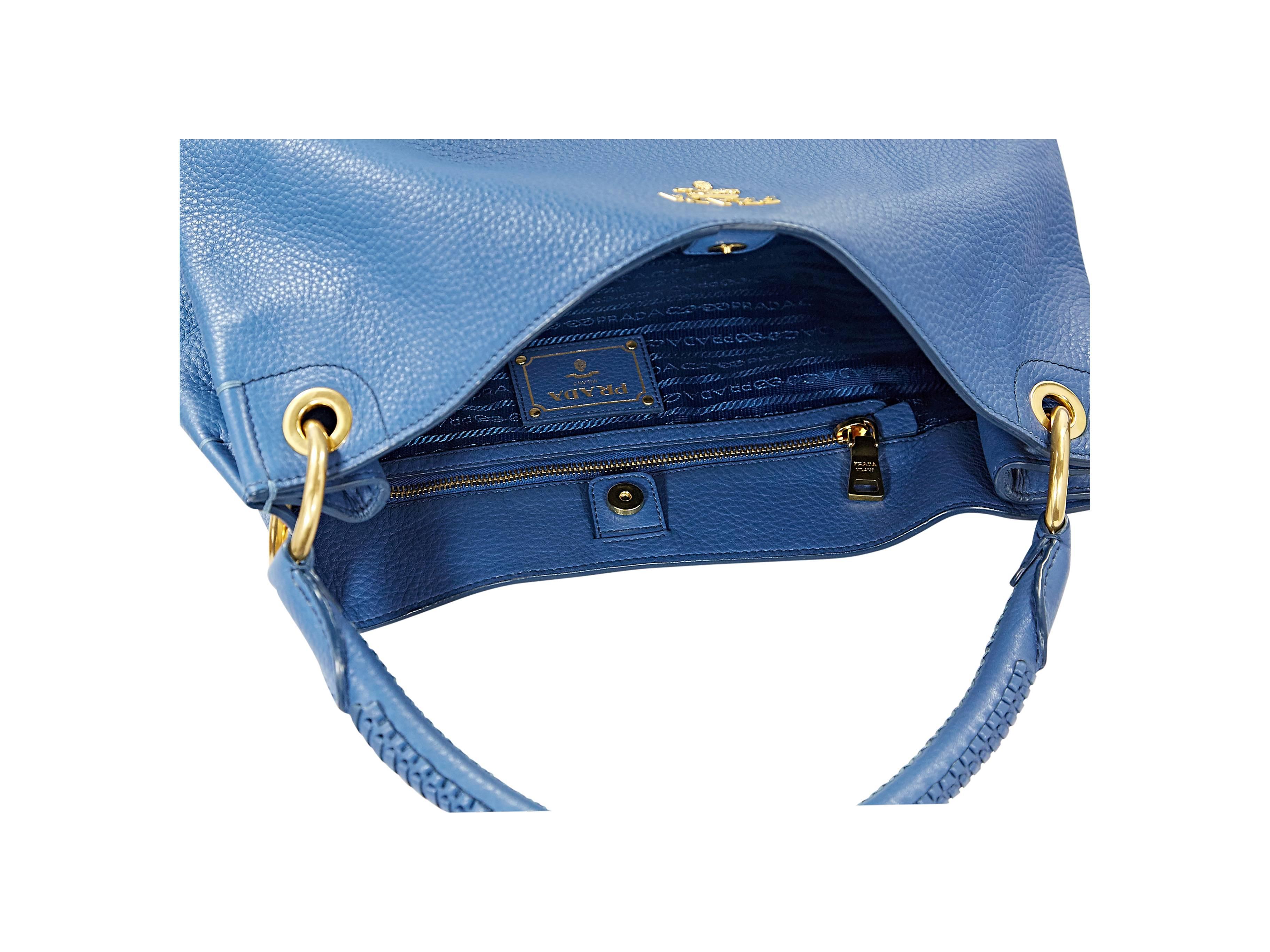 Women's Blue Prada Leather Vitello Daino Ring Hobo Bag