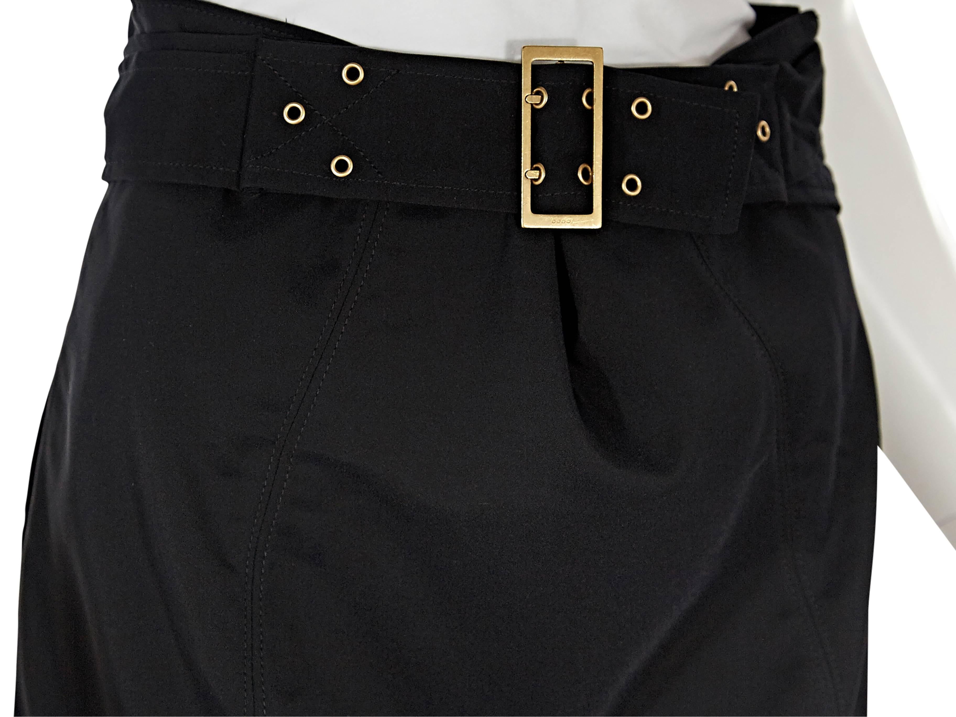 Women's Black Gucci Belted Cotton Pencil Skirt