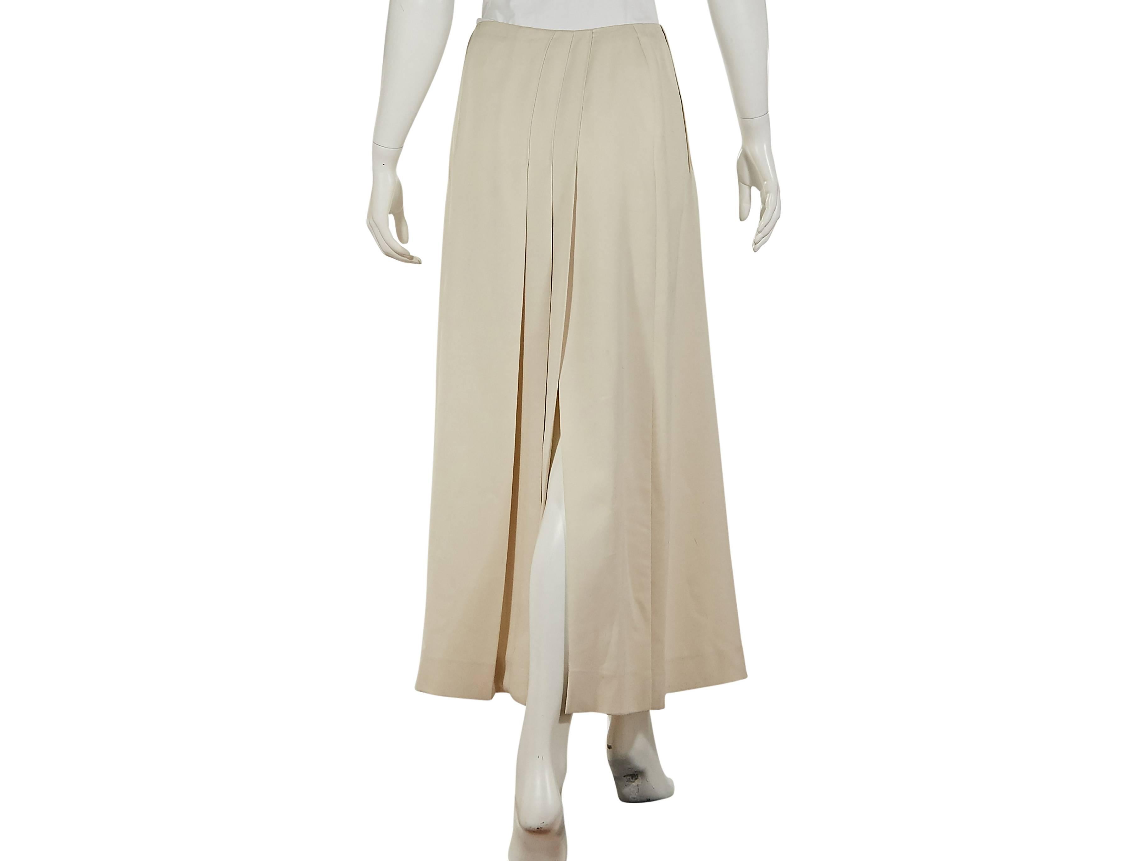 Beige Ivory Chanel Diagonal Pleated Skirt