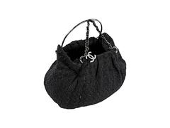 Black Chanel Tweed Tote Bag