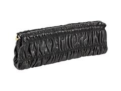 Black Prada Ruched Leather Clutch
