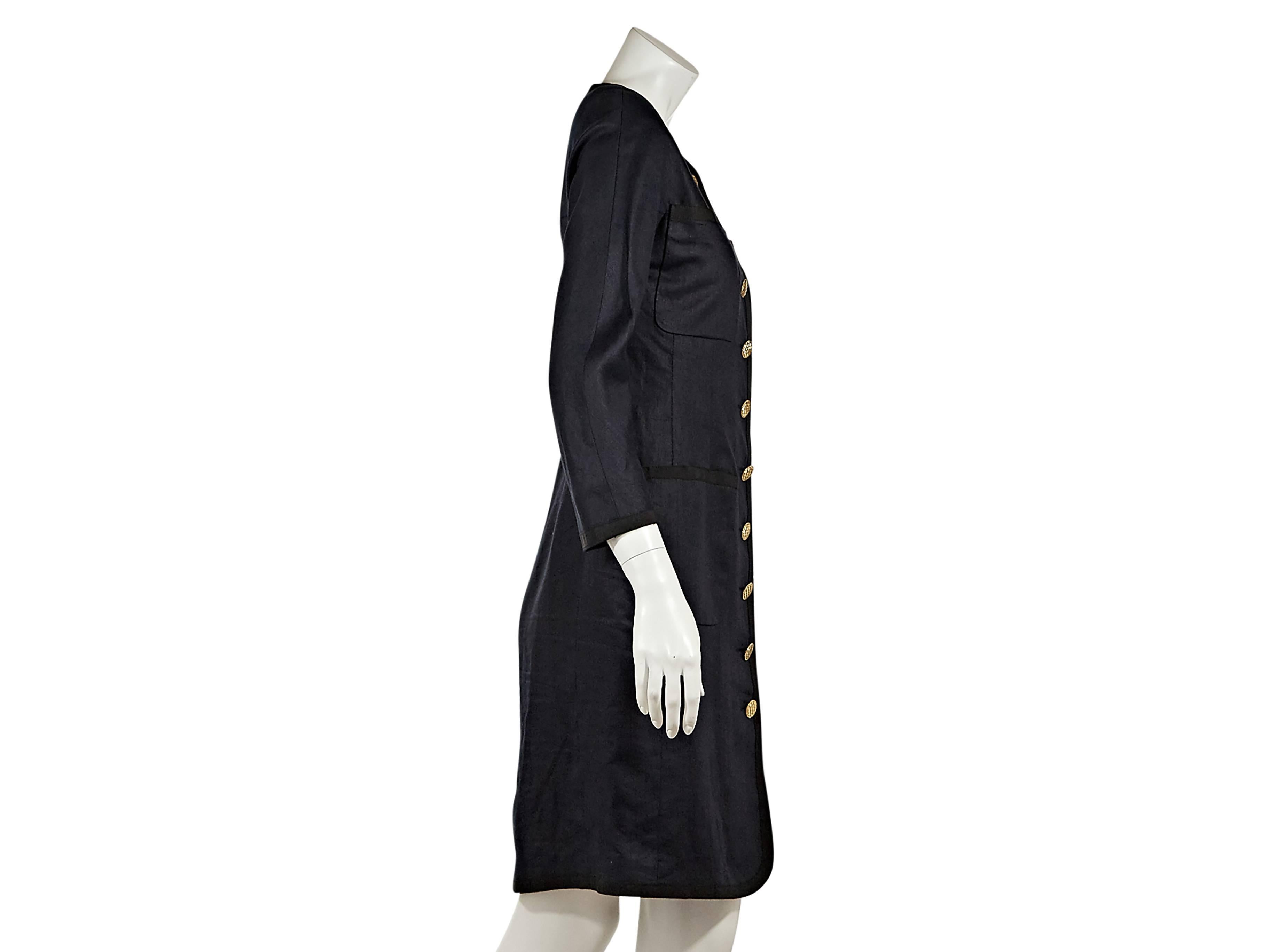 Black Chanel Linen Button-Front Dress In Excellent Condition In New York, NY