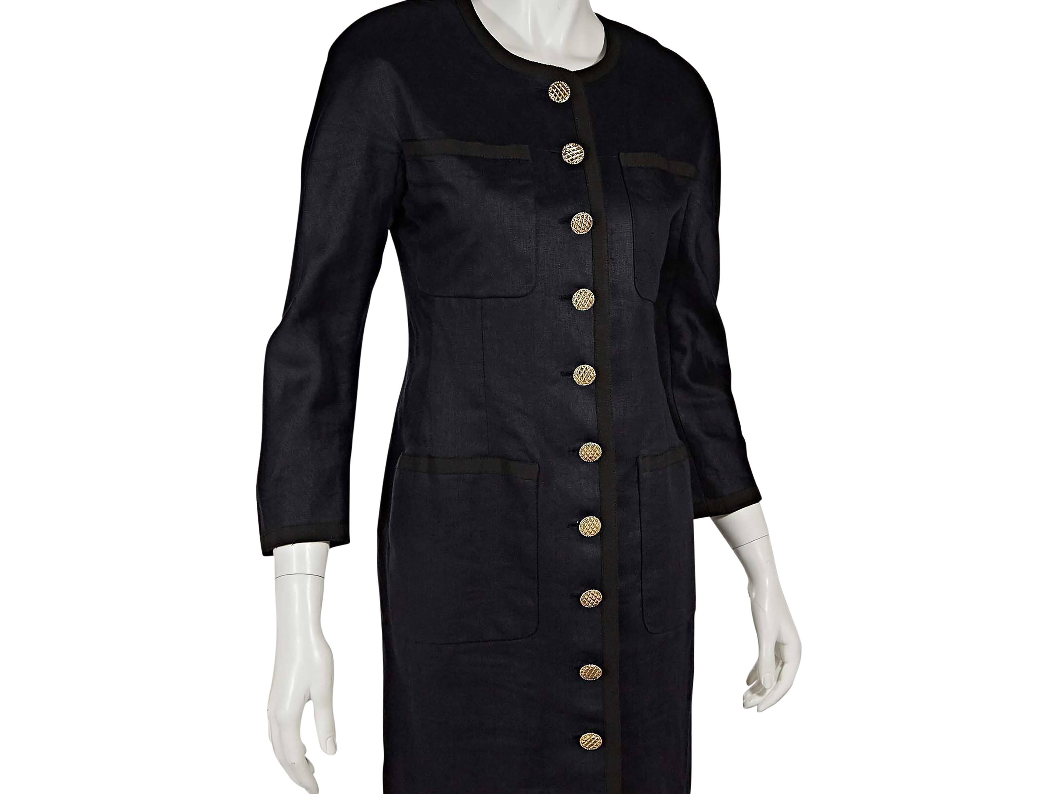 Women's Black Chanel Linen Button-Front Dress