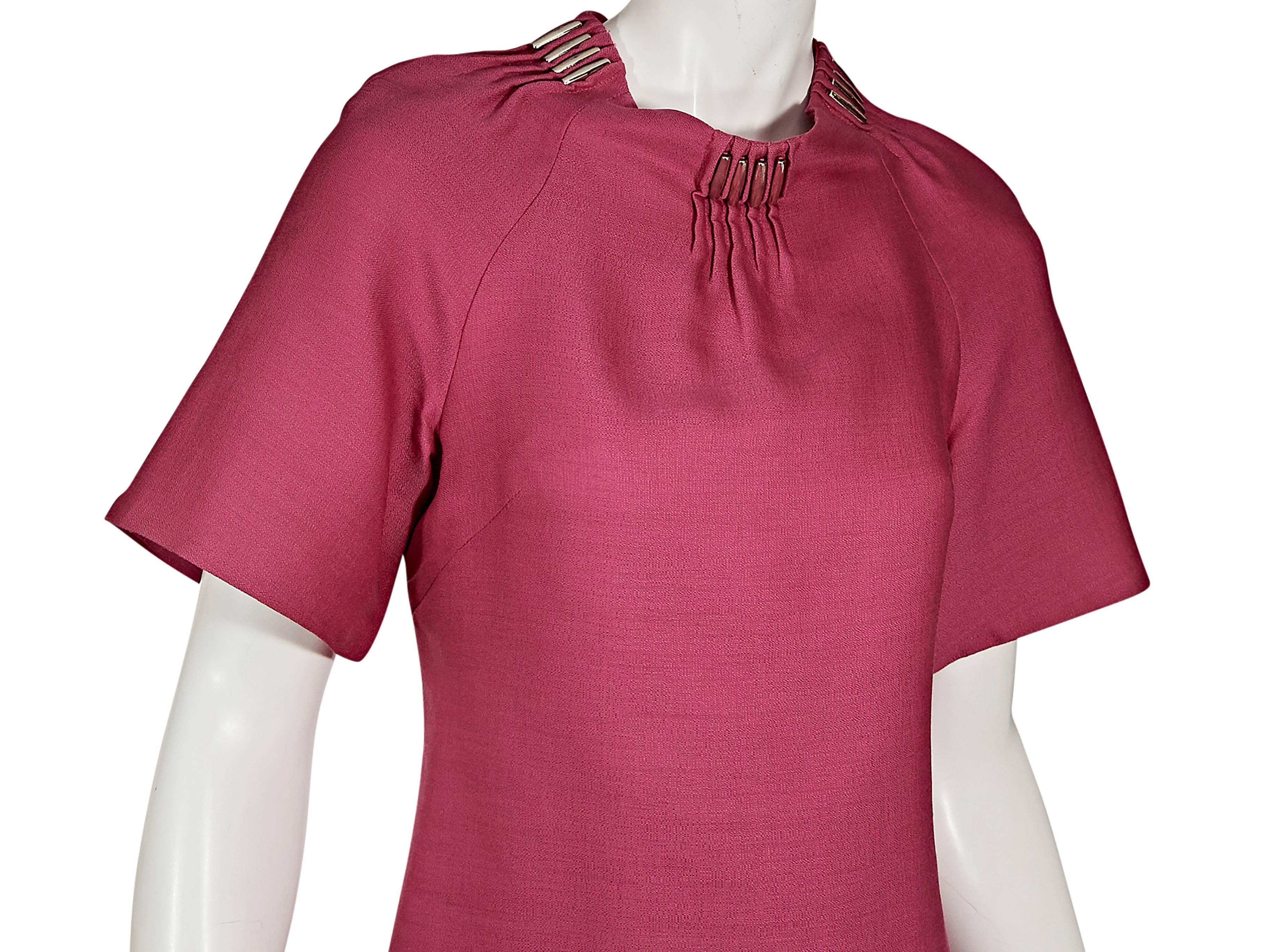 Pink Versace Silk & Wool Shift Dress In Excellent Condition In New York, NY