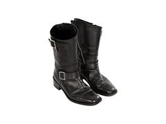 Black Chanel Leather Moto Boots