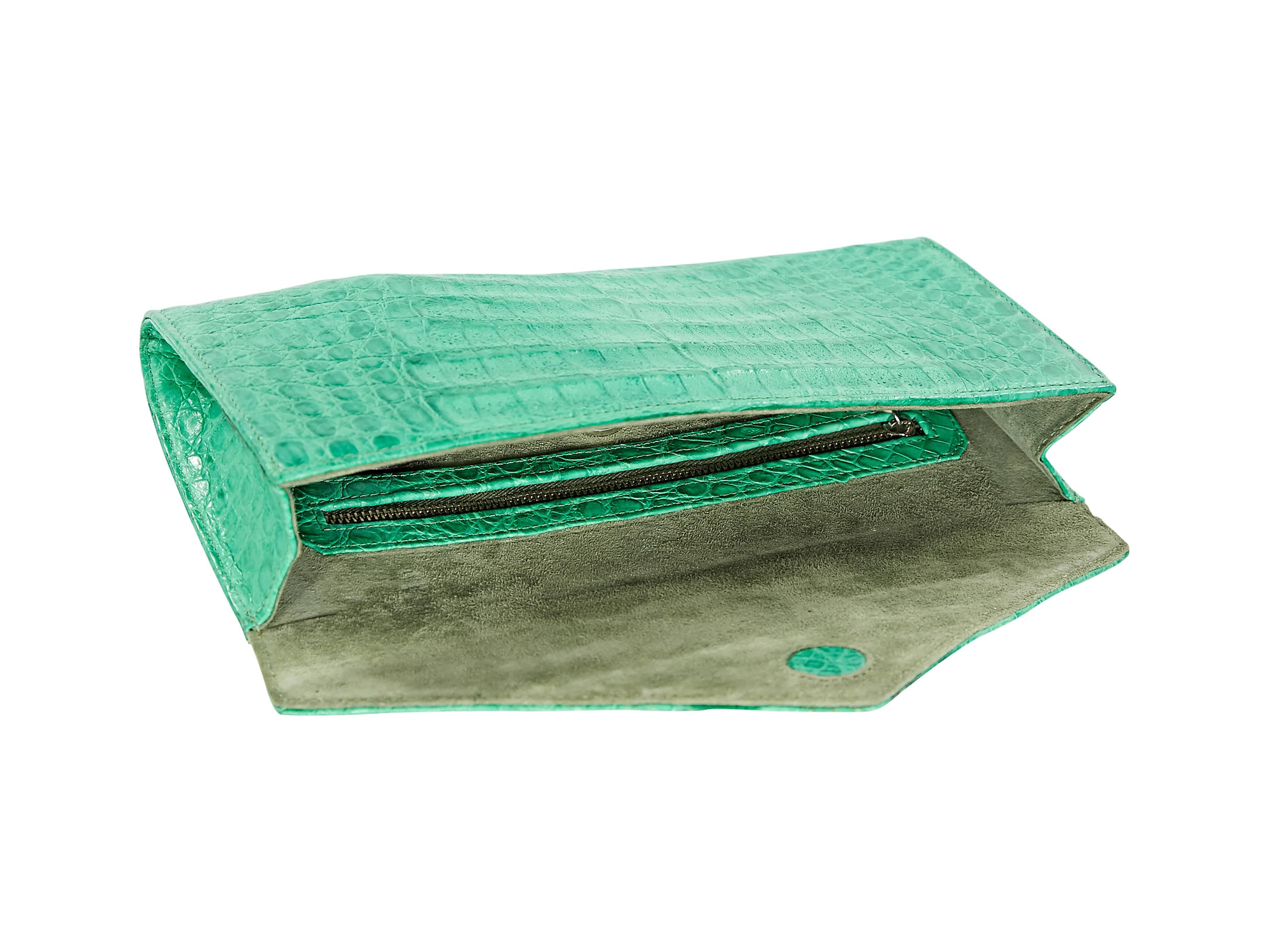 Green LAI Crocodile Clutch In Excellent Condition In New York, NY