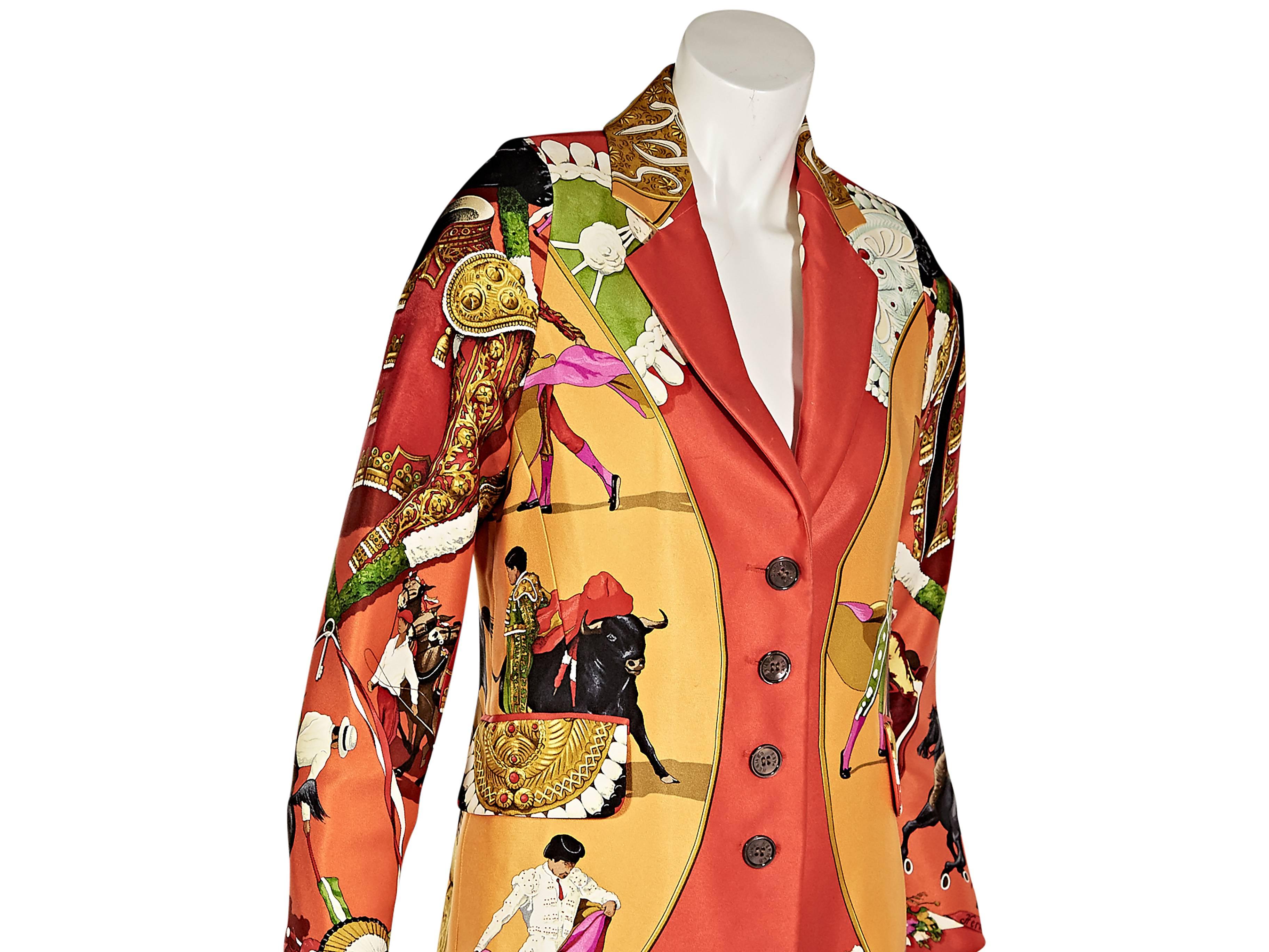 Multicolor Hermès Printed Silk Blazer In Excellent Condition In New York, NY