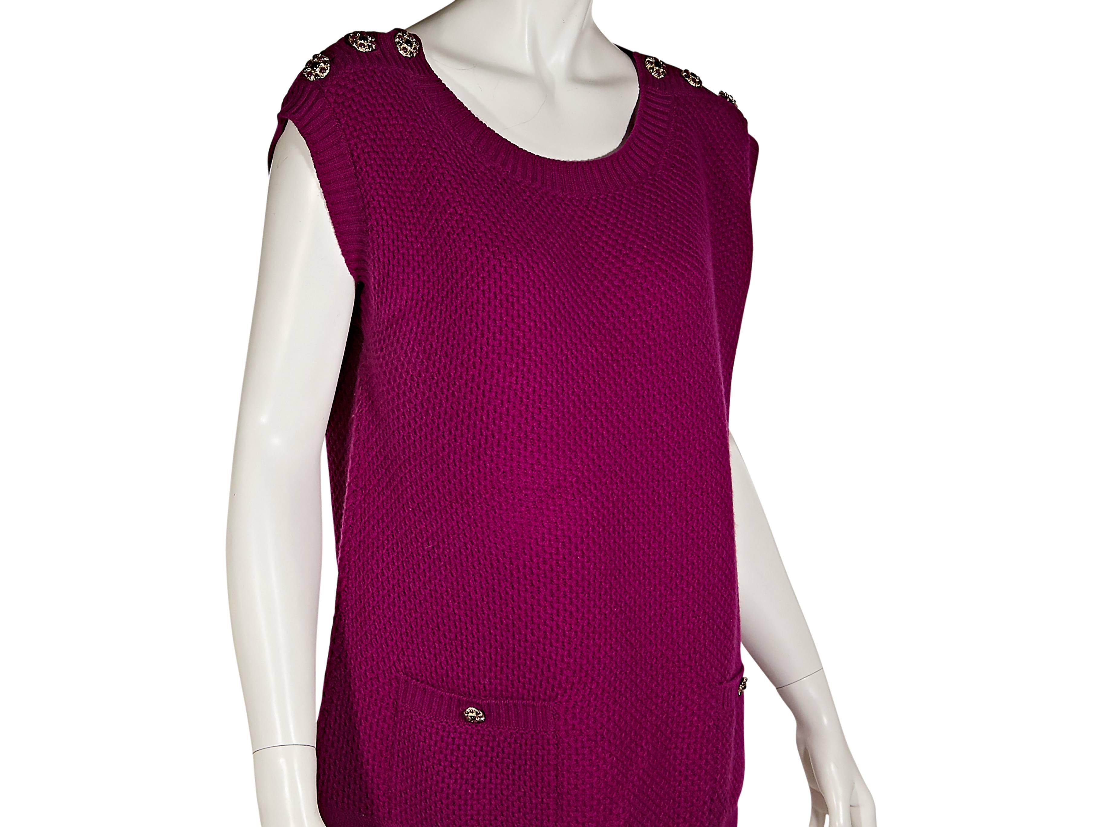 Magenta Chanel Embellished Sweater Top In Excellent Condition In New York, NY