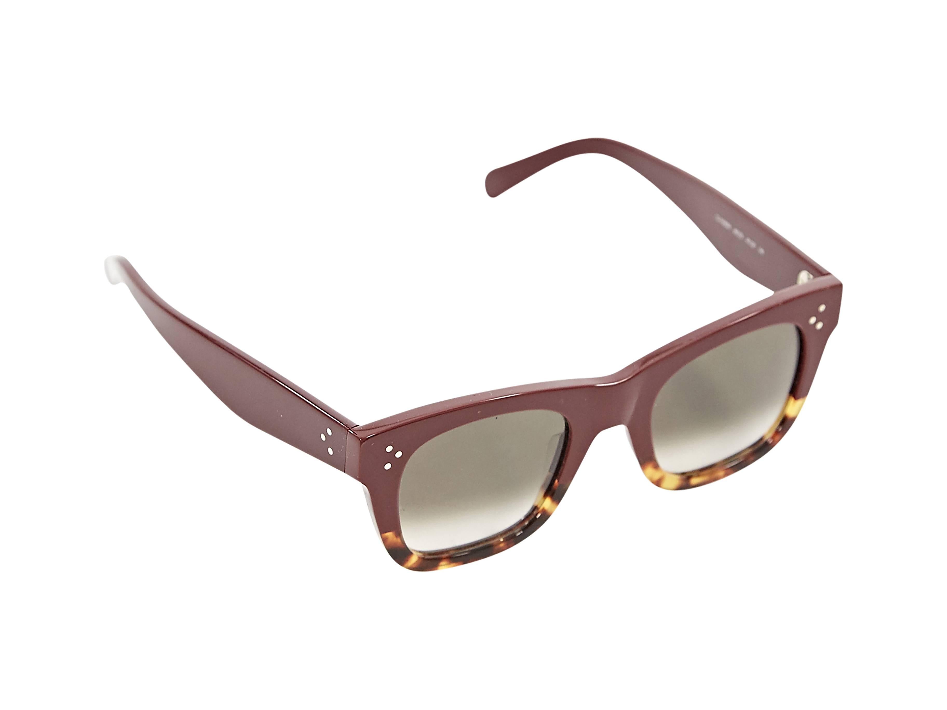 Two-tone Catherine acetate sunglasses by Celine.  Wayfarer-like silhouette.  Gradient lenses.  Silvertone hardware.  