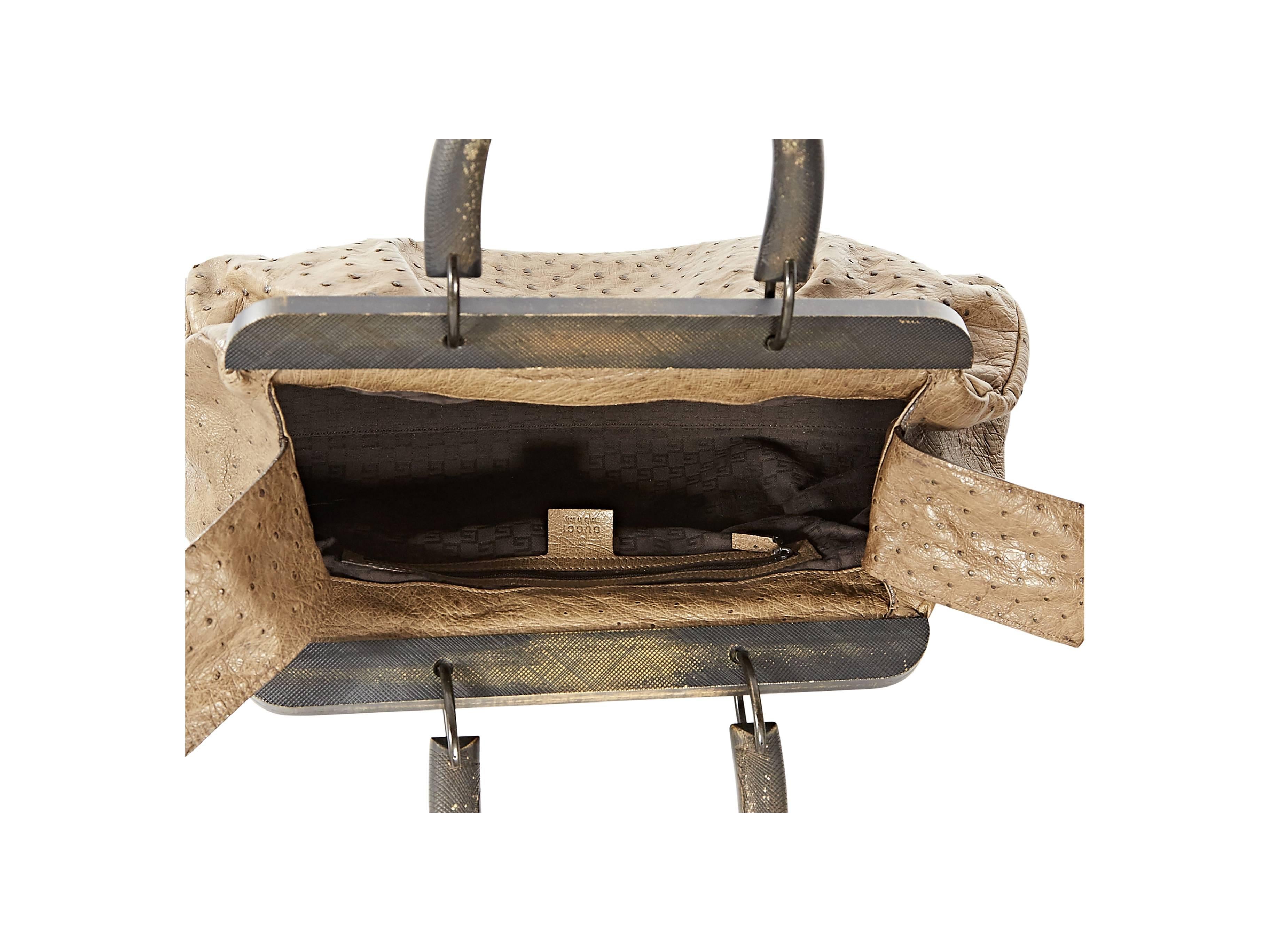 Brown Gucci Ostrich Top-Handle Bag 1