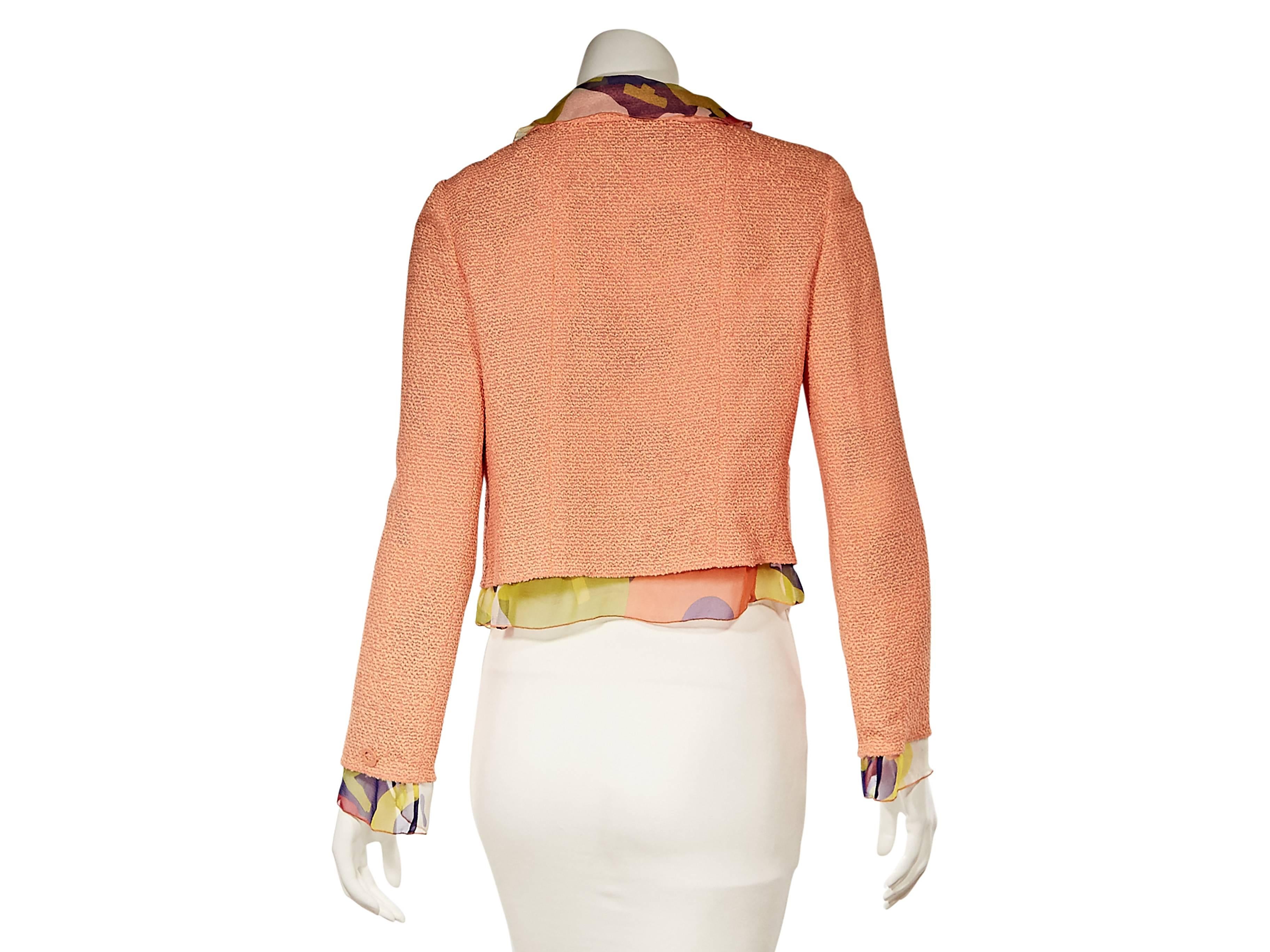 Orange Chanel Silk-Trimmed Cropped Jacket In Excellent Condition In New York, NY