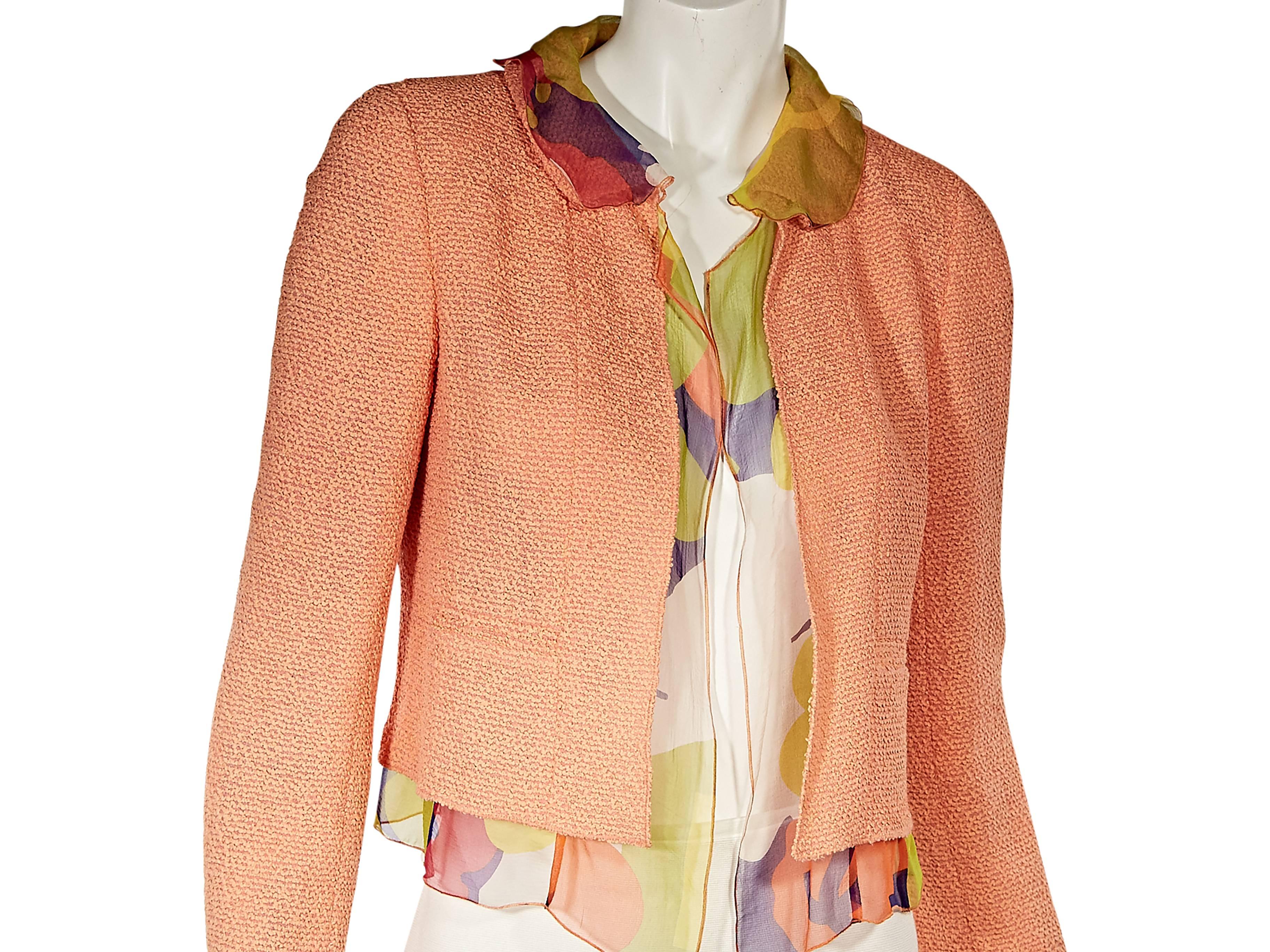 Women's Orange Chanel Silk-Trimmed Cropped Jacket