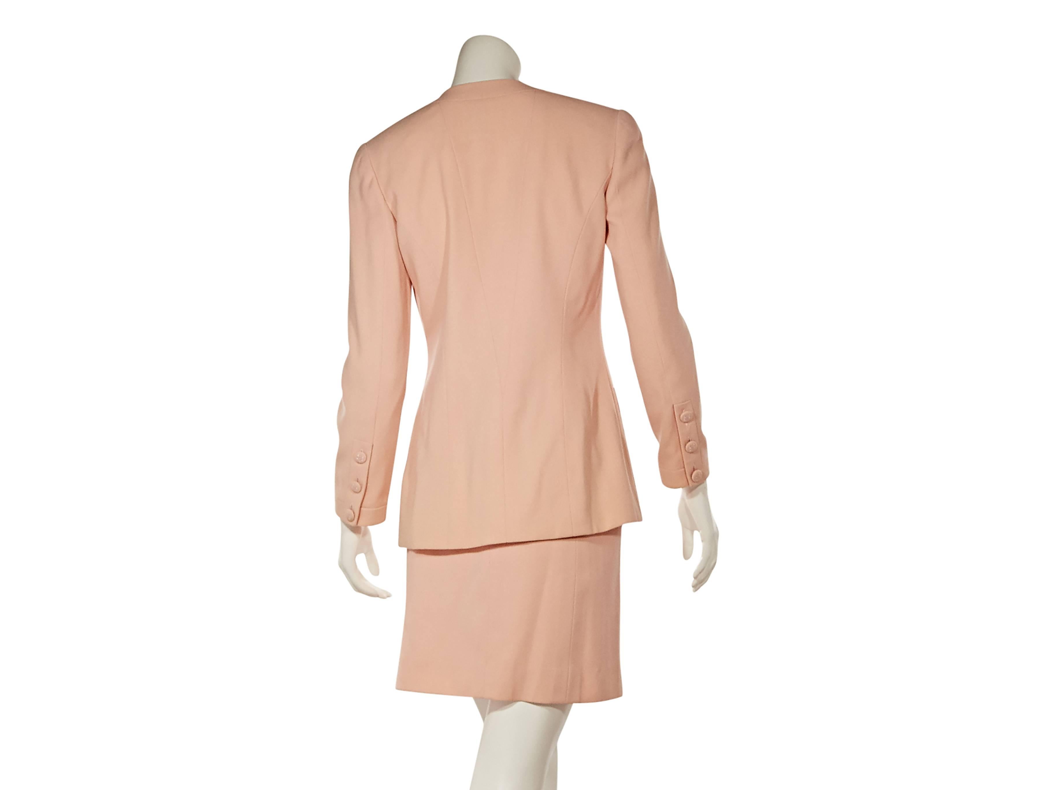 Beige Light Pink Chanel Wool Skirt Suit Set