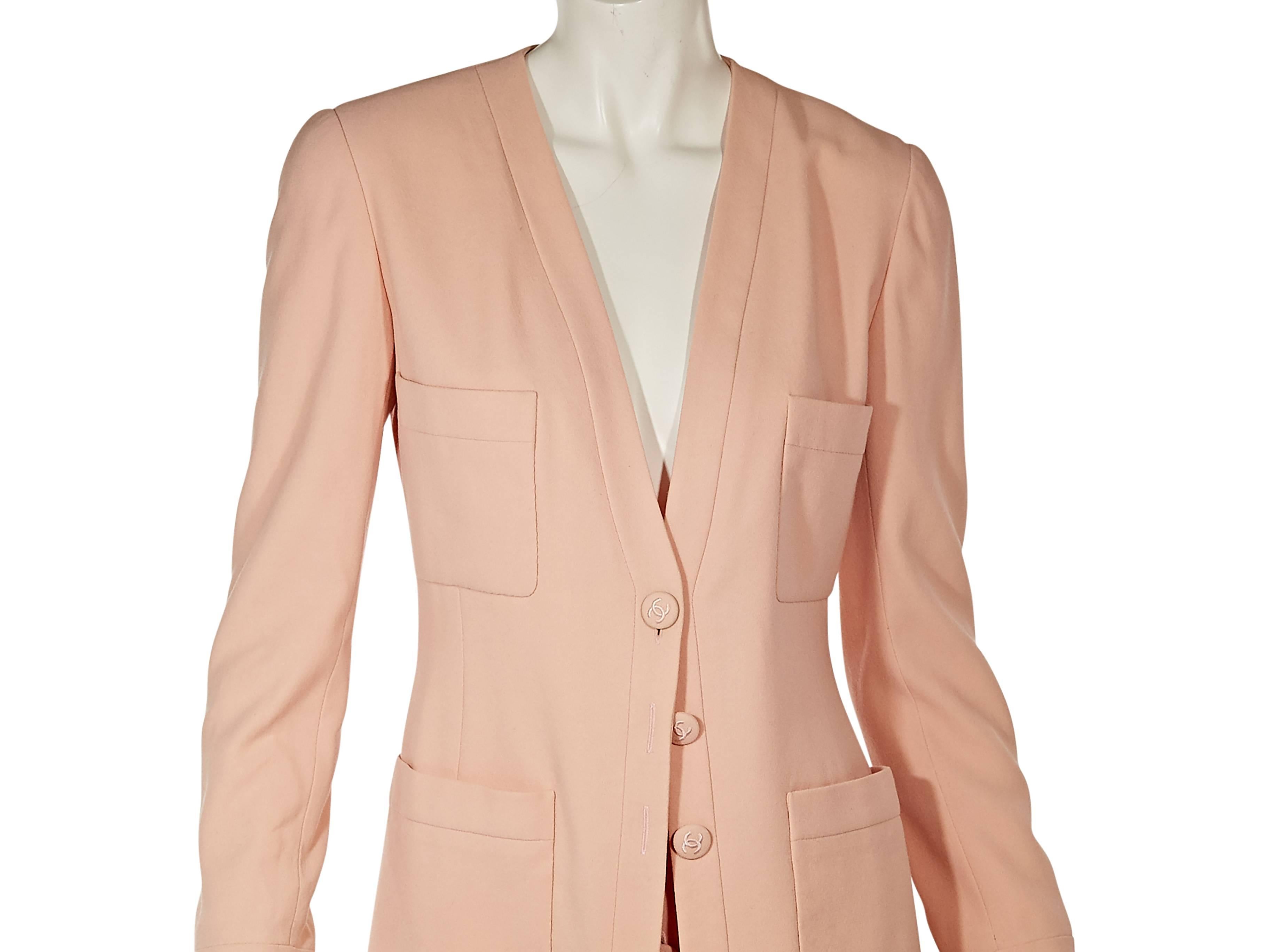 Light Pink Chanel Wool Skirt Suit Set In Excellent Condition In New York, NY