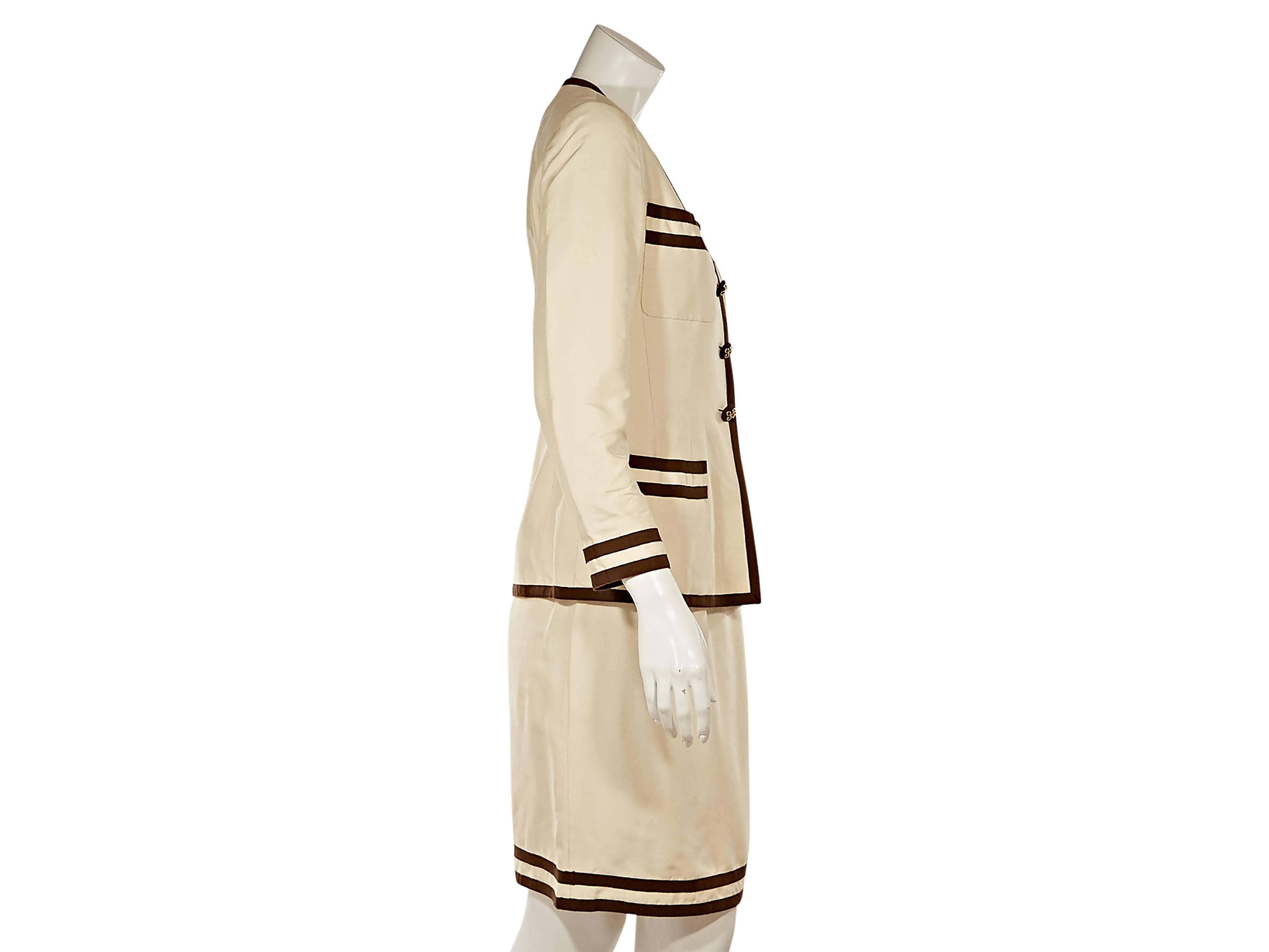 Beige & Brown Chanel Skirt Suit Set In Excellent Condition In New York, NY
