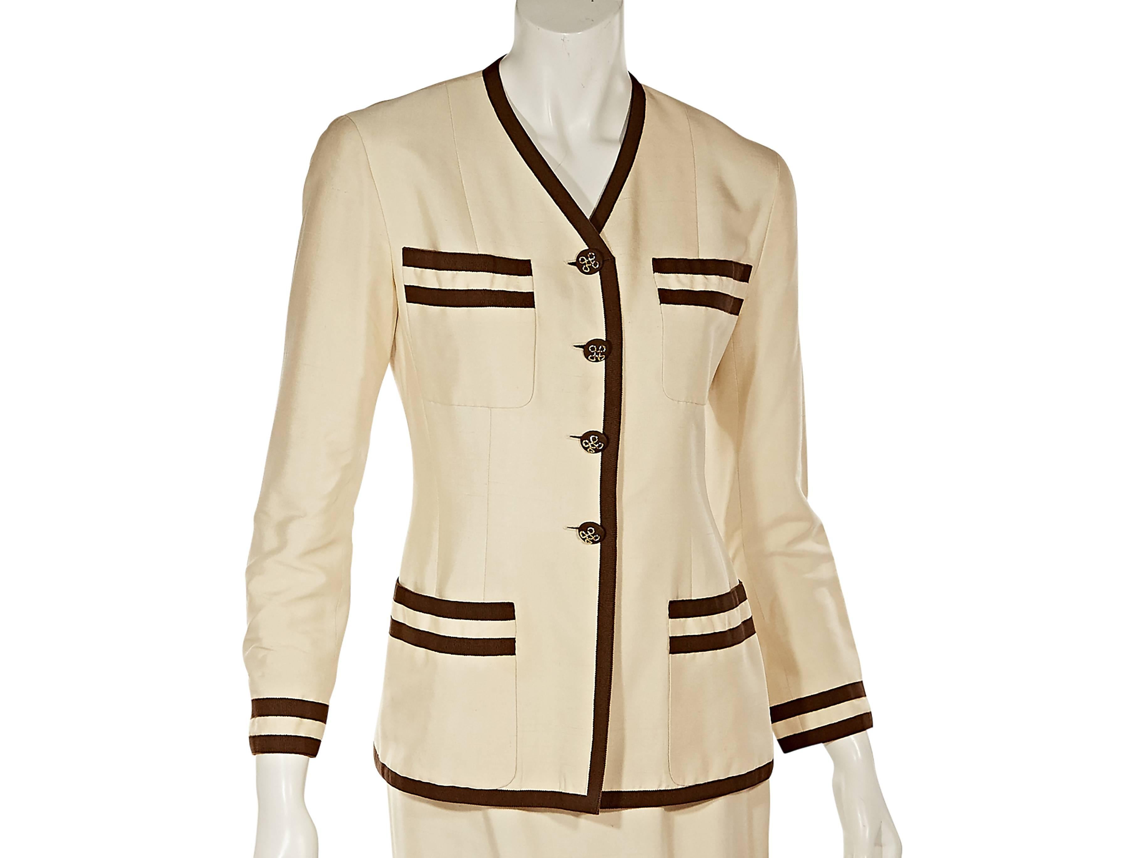 Women's Beige & Brown Chanel Skirt Suit Set
