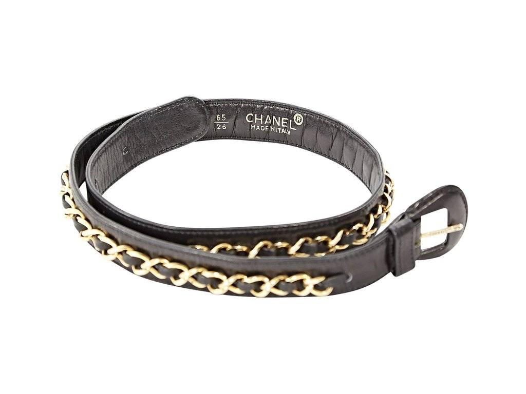 Black Chanel Leather & Chainlink Belt In Good Condition In New York, NY