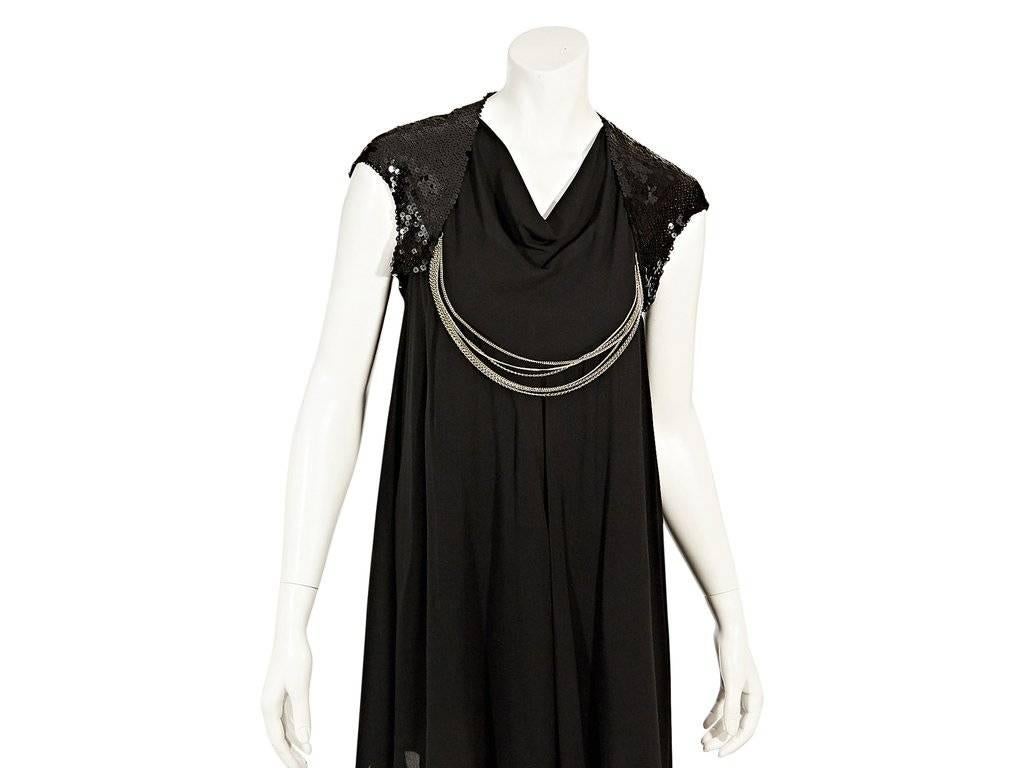 Women's Black Chanel Embellished Silk Dress